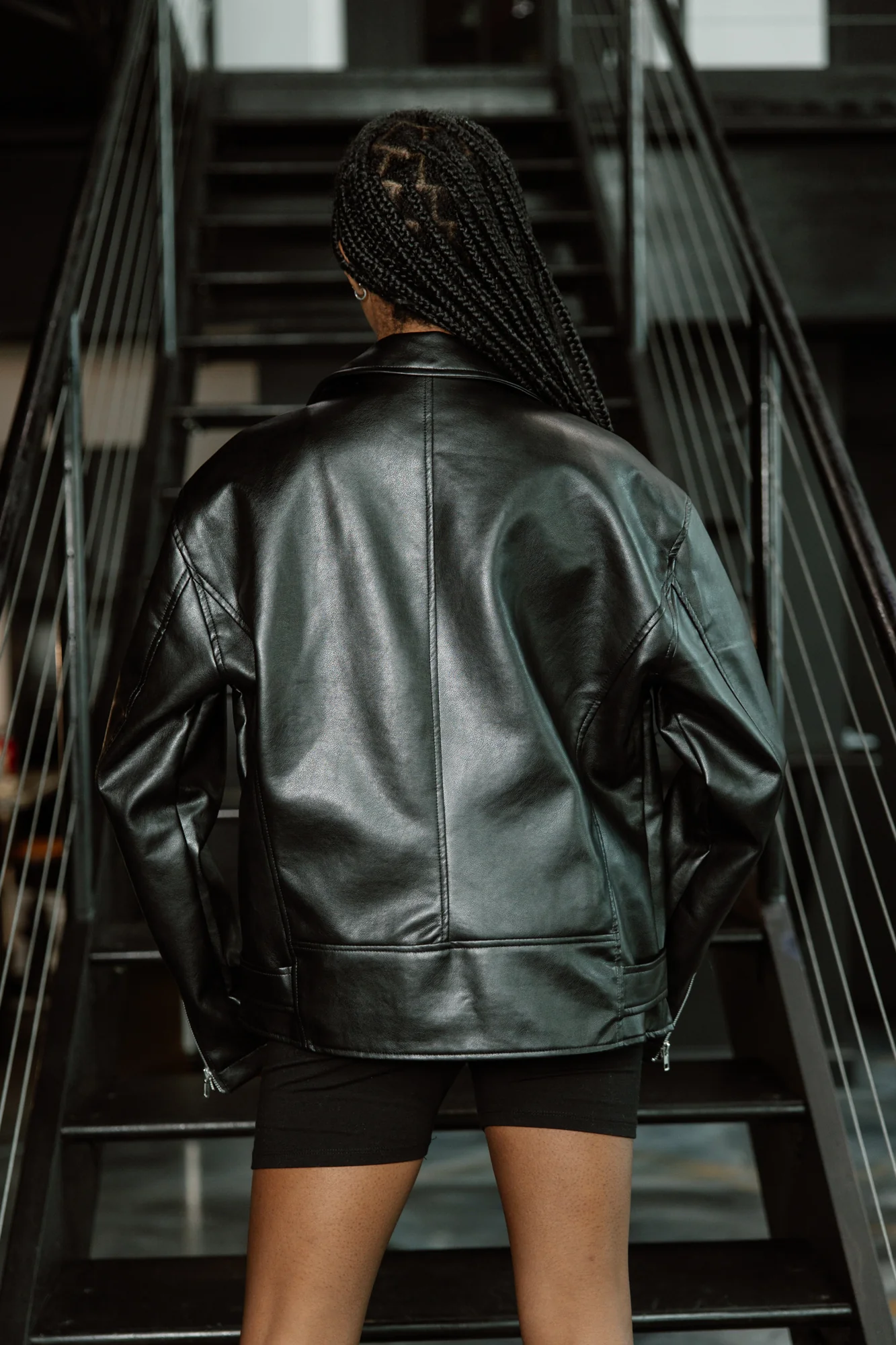 BLAKE OVERSIZED FAUX LEATHER BOMBER JACKET - Image 3