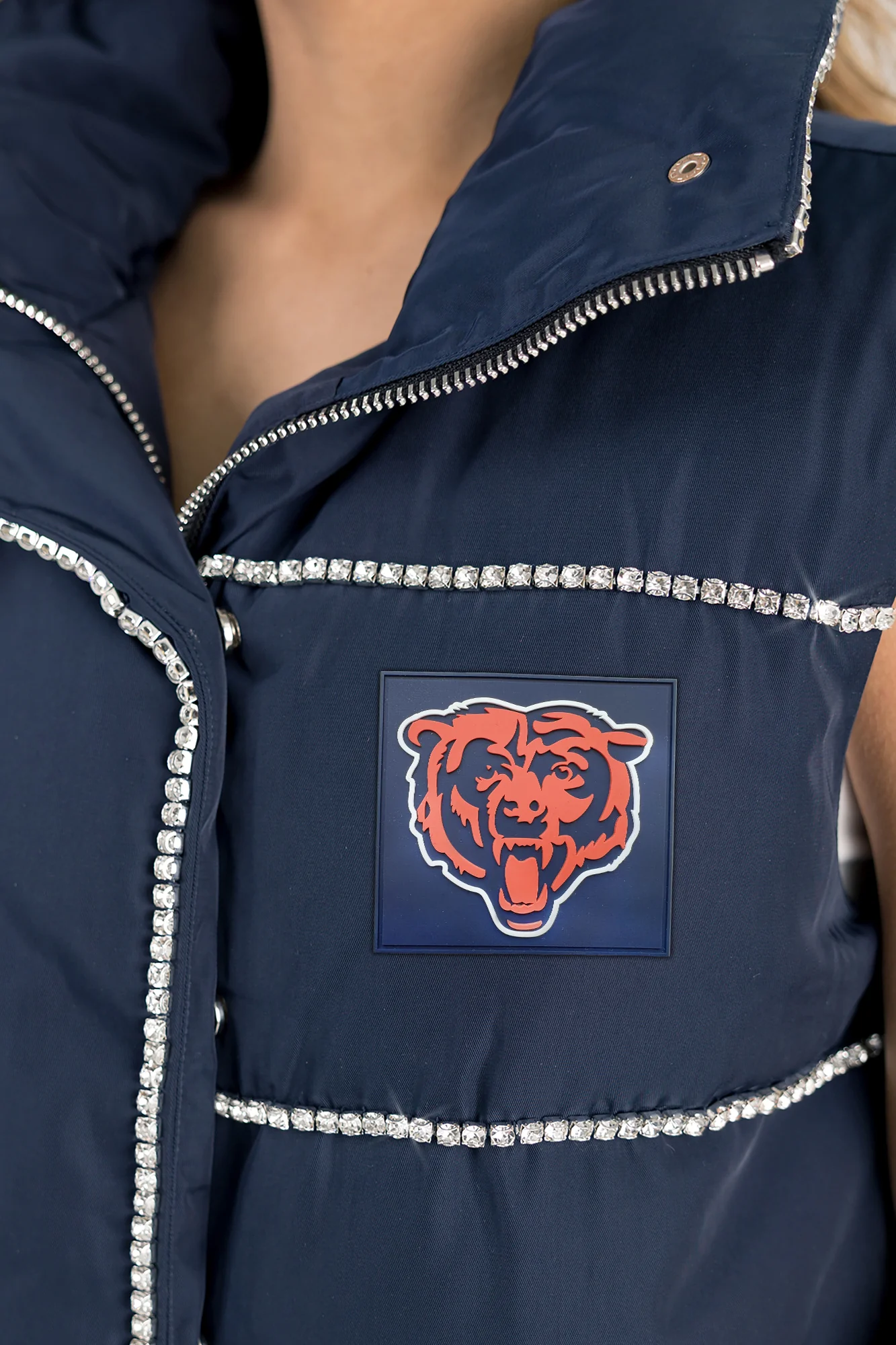 CHICAGO BEARS MAKE IT SHINE RHINESTONE DETAIL PUFFER VEST BY RANDI MAHOMES - Image 4