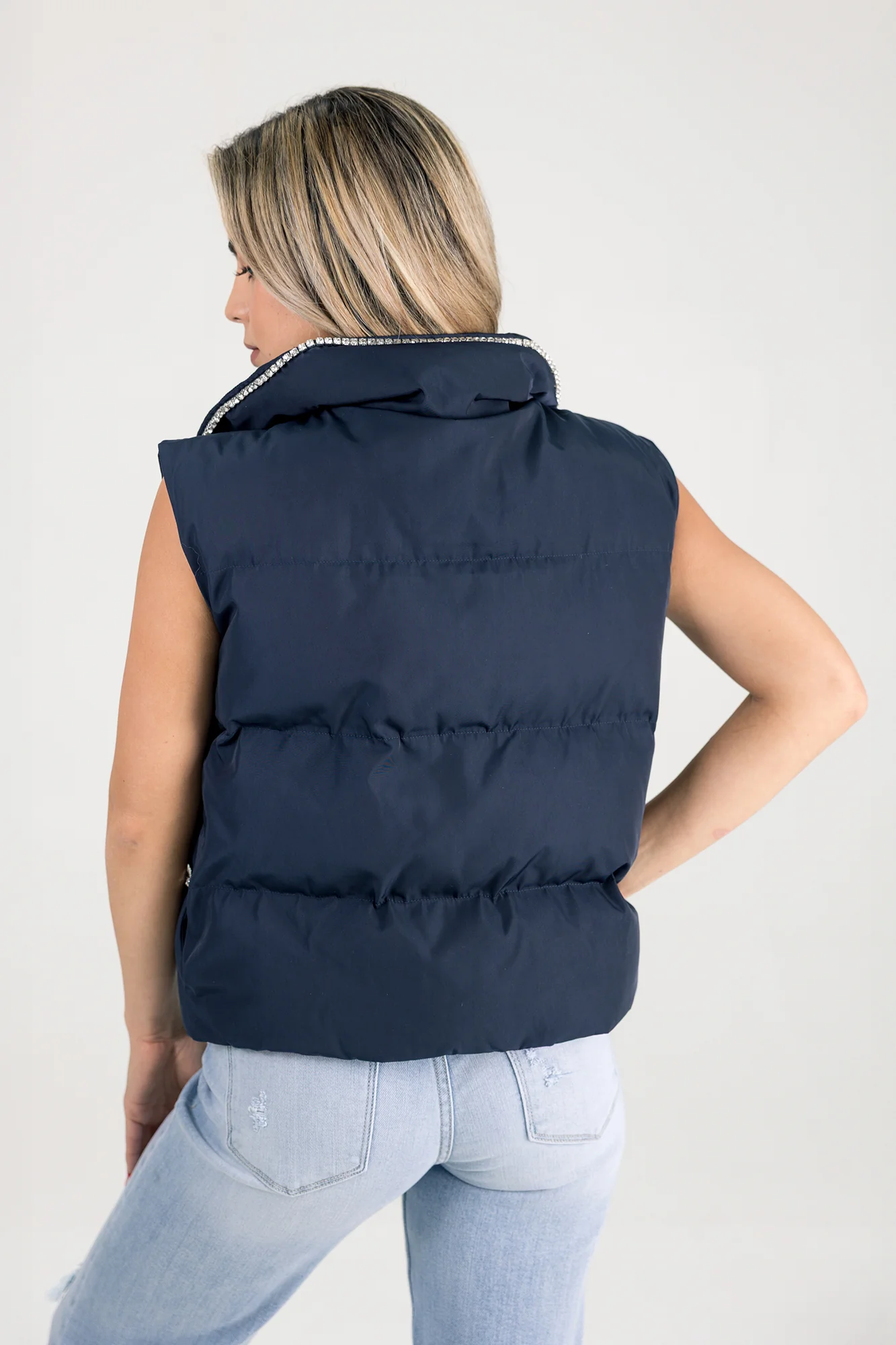 CHICAGO BEARS MAKE IT SHINE RHINESTONE DETAIL PUFFER VEST BY RANDI MAHOMES - Image 5