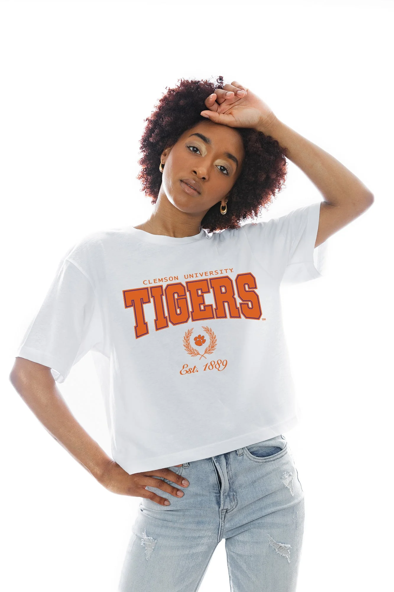 CLEMSON TIGERS EASY WIN BOXY FIT CROP TEE - Image 3