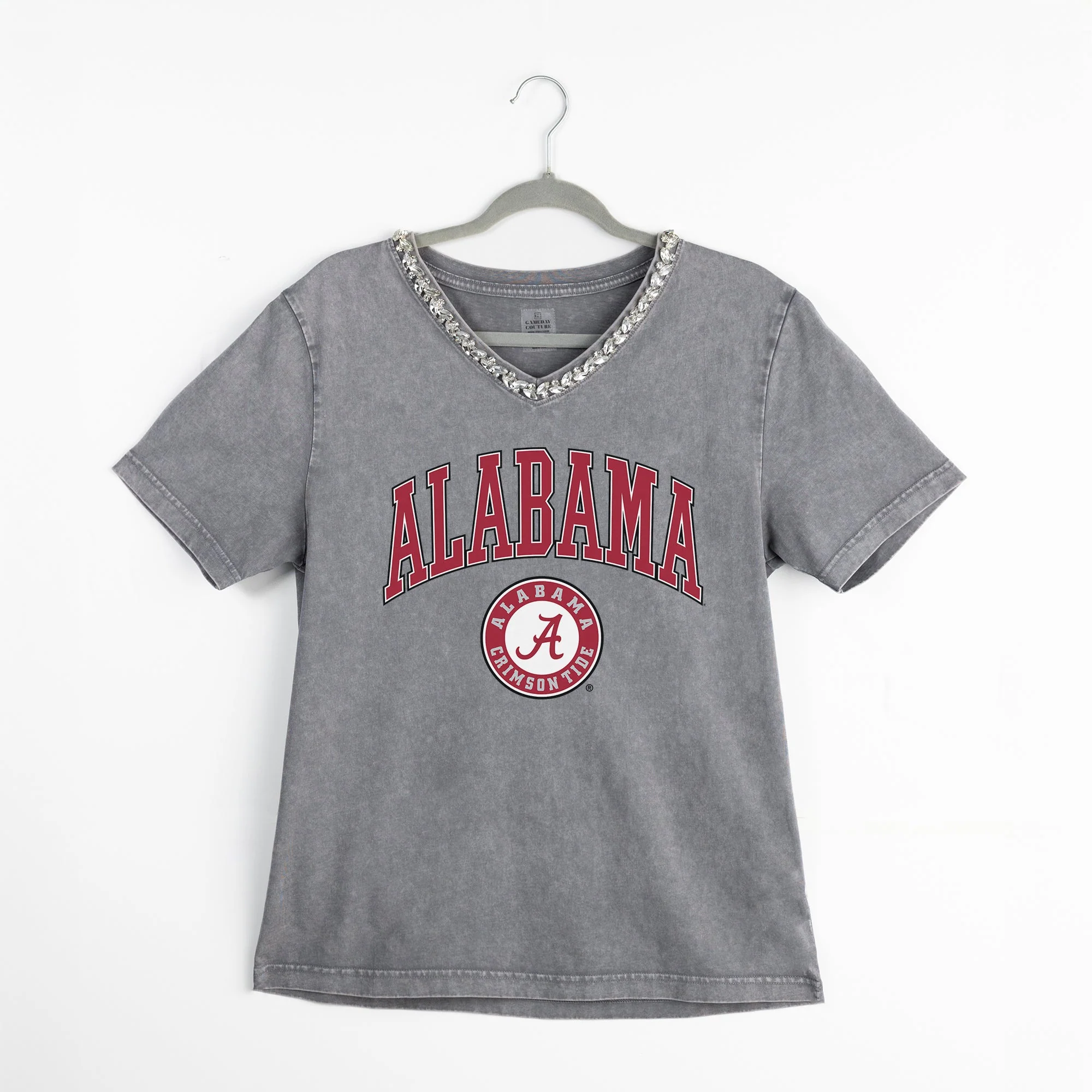 ALABAMA CRIMSON TIDE ICONIC EDGE RHINESTONE TRIM V-NECK TEE - Image 8