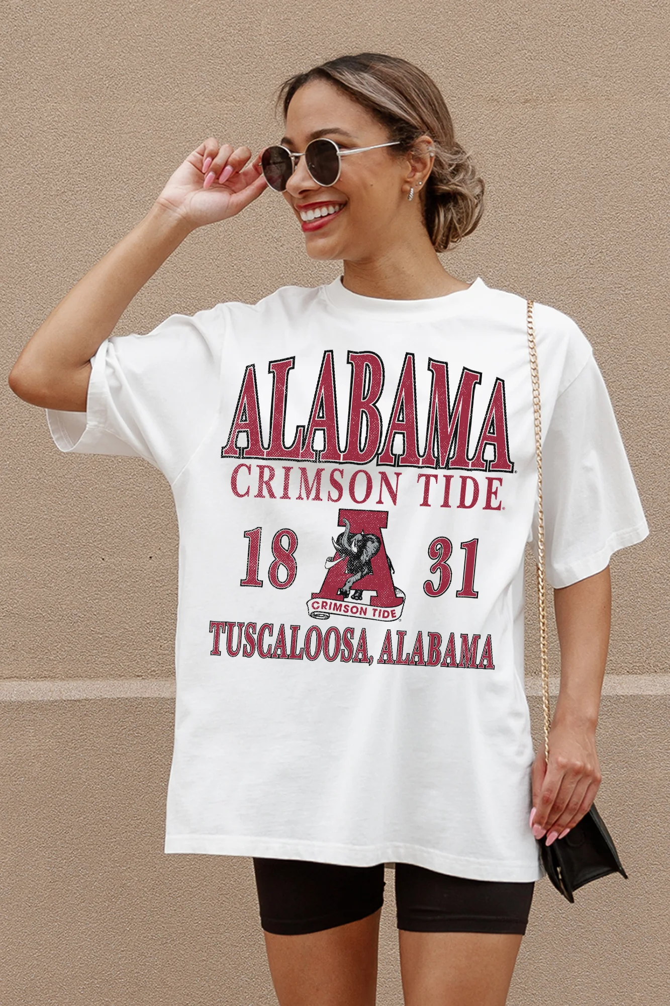 ALABAMA CRIMSON TIDE OLD SCHOOL COOL OVERSIZED CREWNECK TEE - Image 3