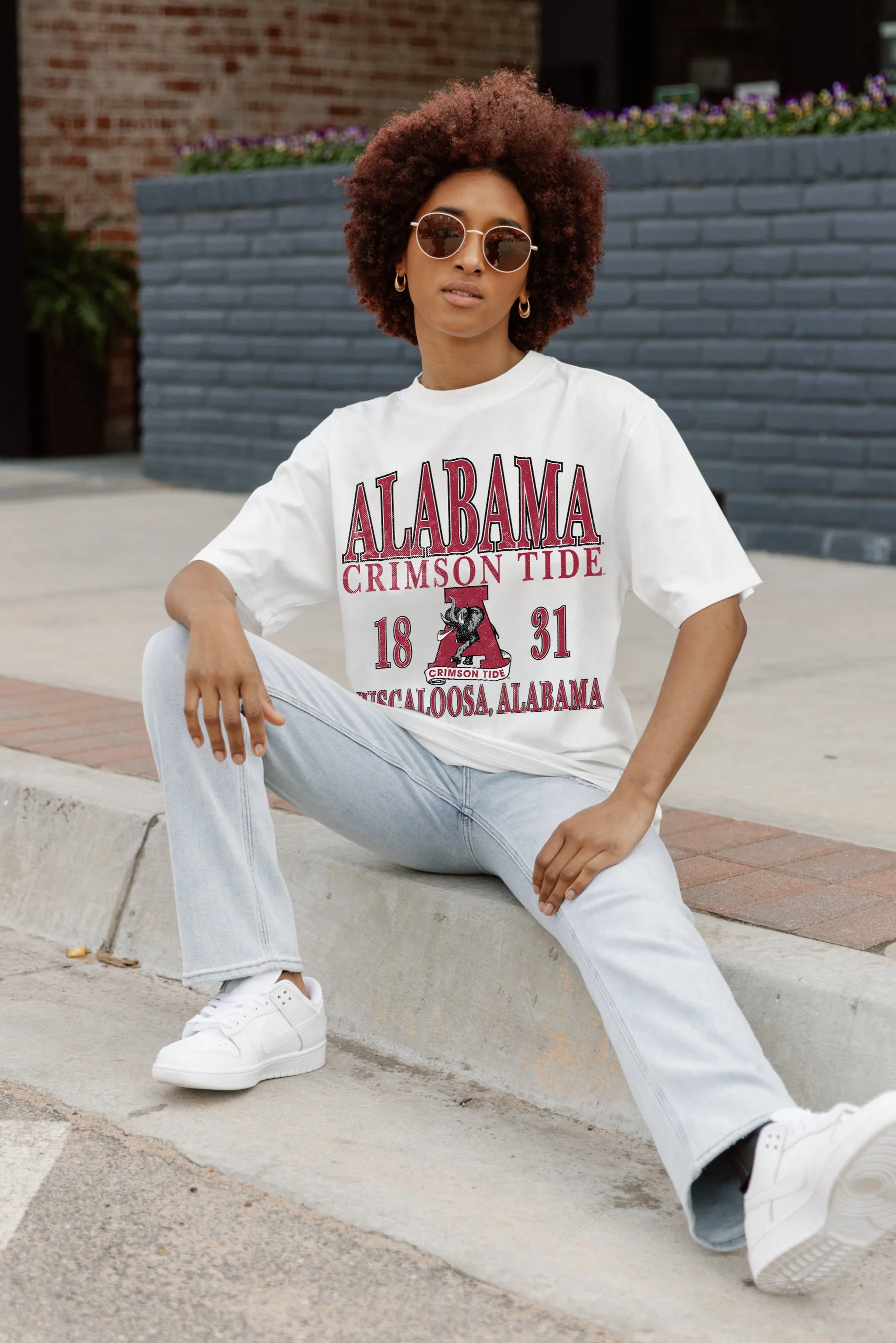 ALABAMA CRIMSON TIDE OLD SCHOOL COOL OVERSIZED CREWNECK TEE - Image 7