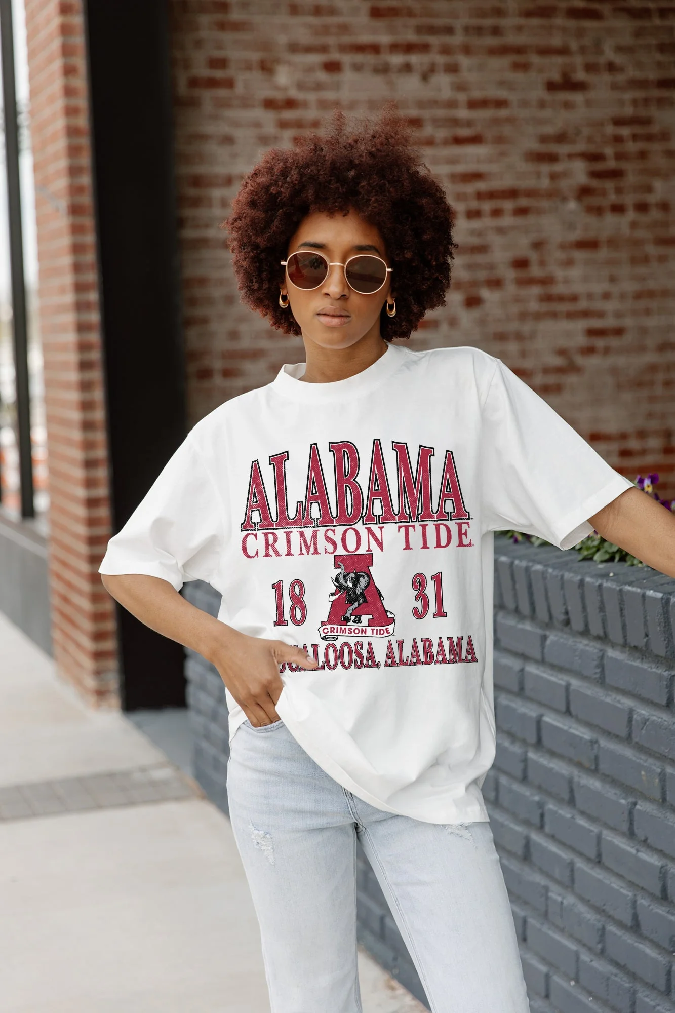 ALABAMA CRIMSON TIDE OLD SCHOOL COOL OVERSIZED CREWNECK TEE - Image 8