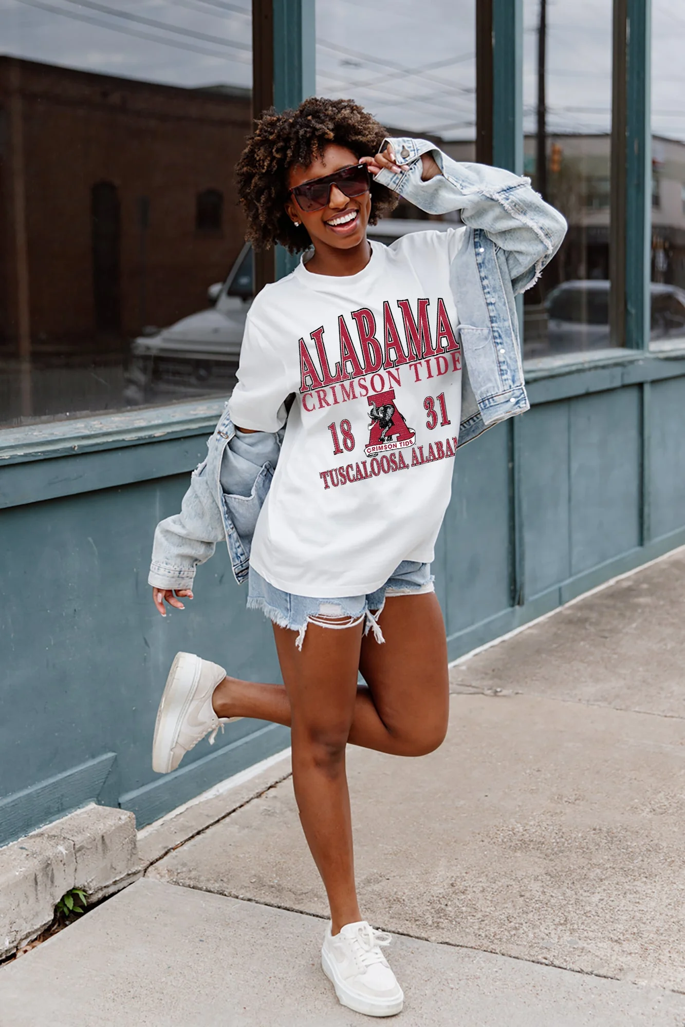 ALABAMA CRIMSON TIDE OLD SCHOOL COOL OVERSIZED CREWNECK TEE - Image 9
