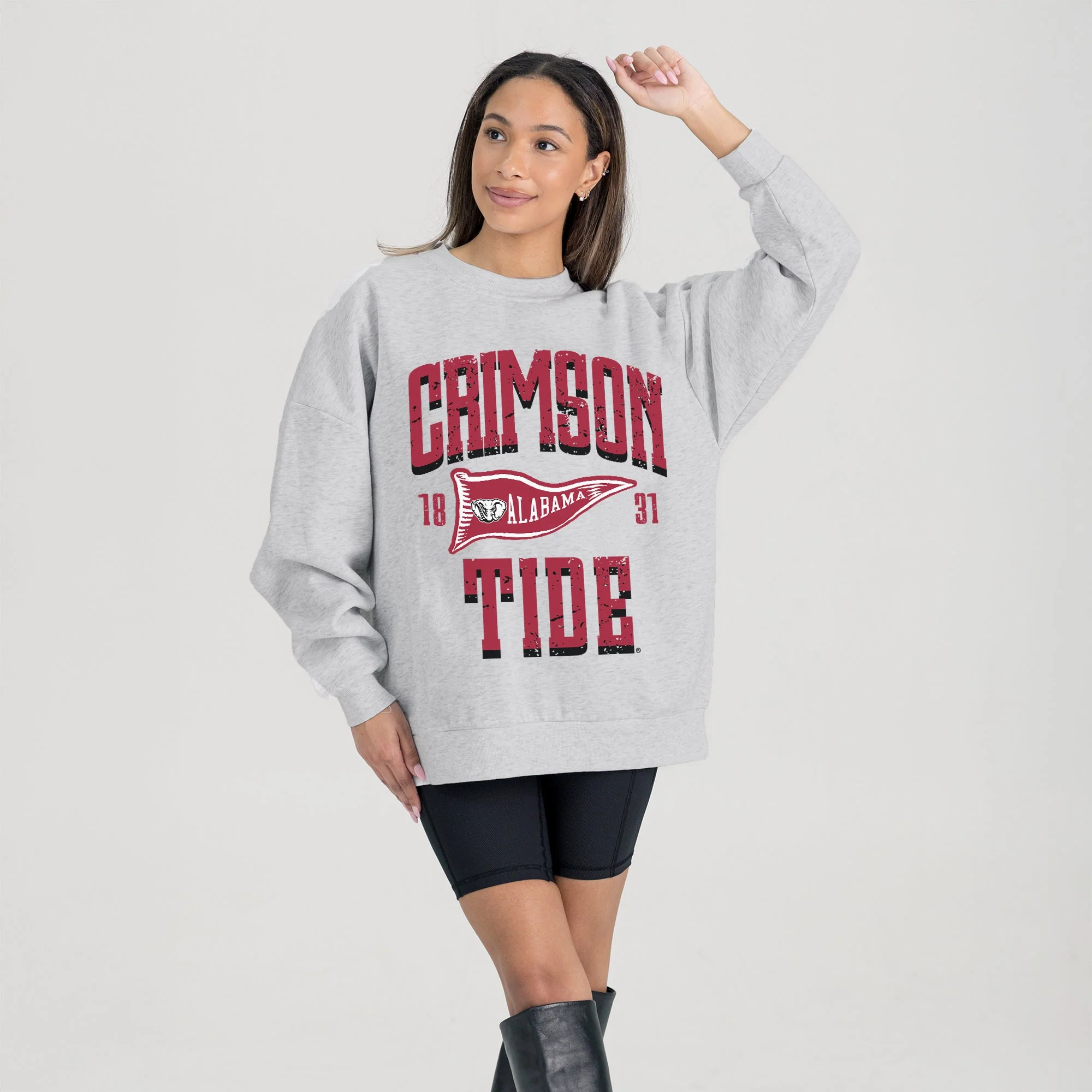 ALABAMA CRIMSON TIDE PENNANT PRIDE PREMIUM FLEECE DROP SHOULDER CREWNECK PULLOVER - Image 4