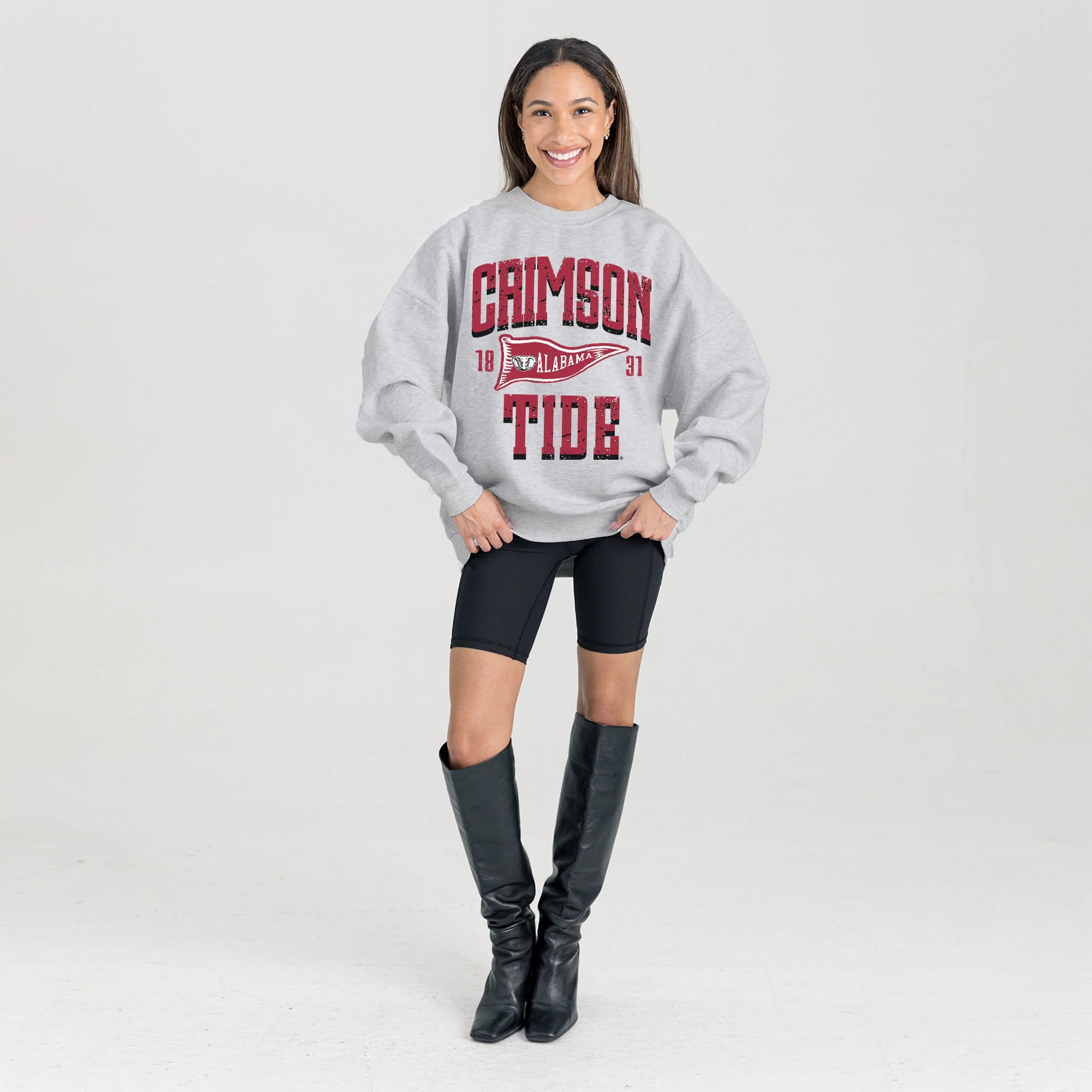 ALABAMA CRIMSON TIDE PENNANT PRIDE PREMIUM FLEECE DROP SHOULDER CREWNECK PULLOVER - Image 6