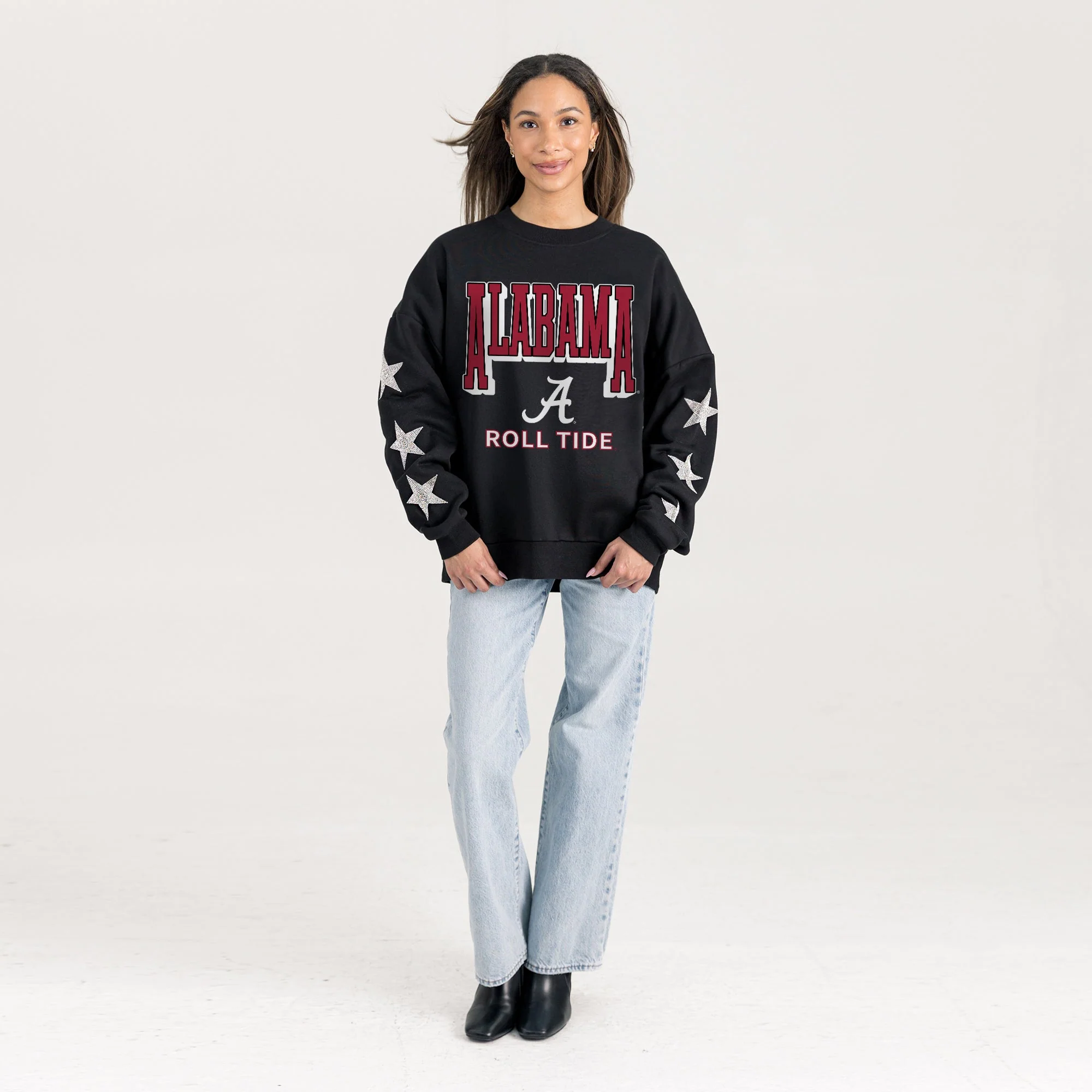 ALABAMA CRIMSON TIDE PURE VICTORY EMBELLISHED STAR SLEEVE CREWNECK PULLOVER - Image 4