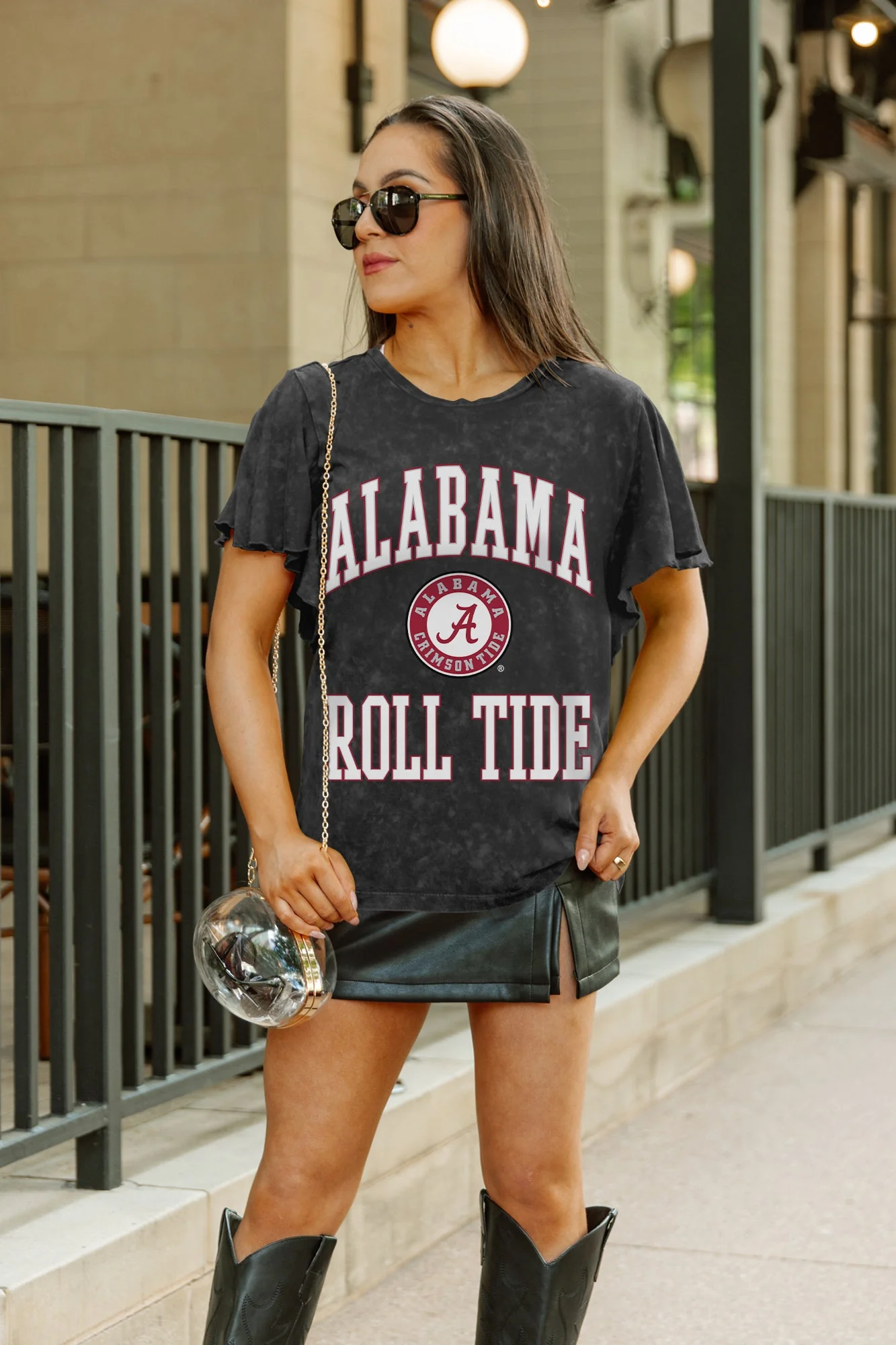 ALABAMA CRIMSON TIDE VICTORY MODE FLUTTER SLEEVE TEE IN BLACK - Image 3