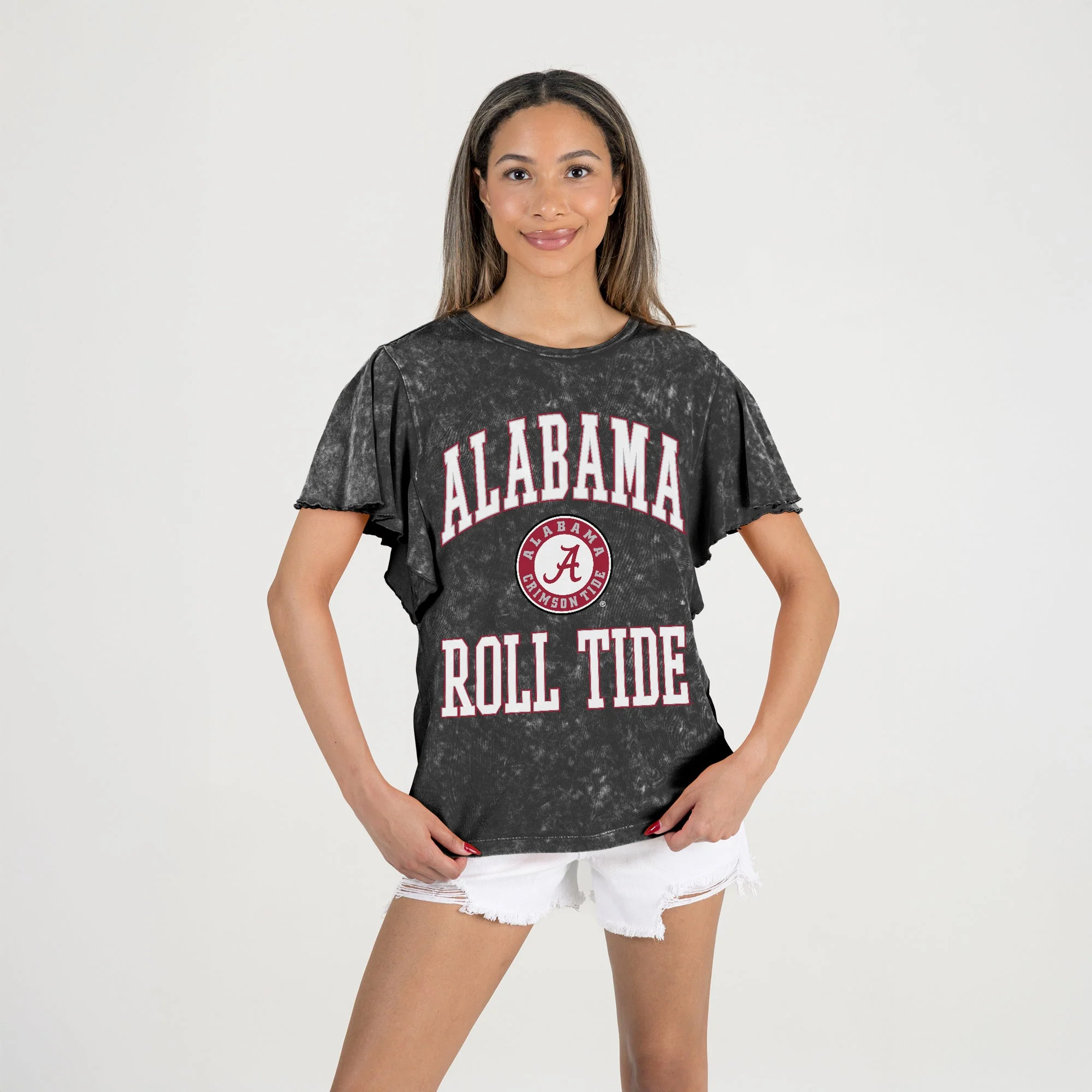 ALABAMA CRIMSON TIDE VICTORY MODE FLUTTER SLEEVE TEE IN BLACK - Image 5