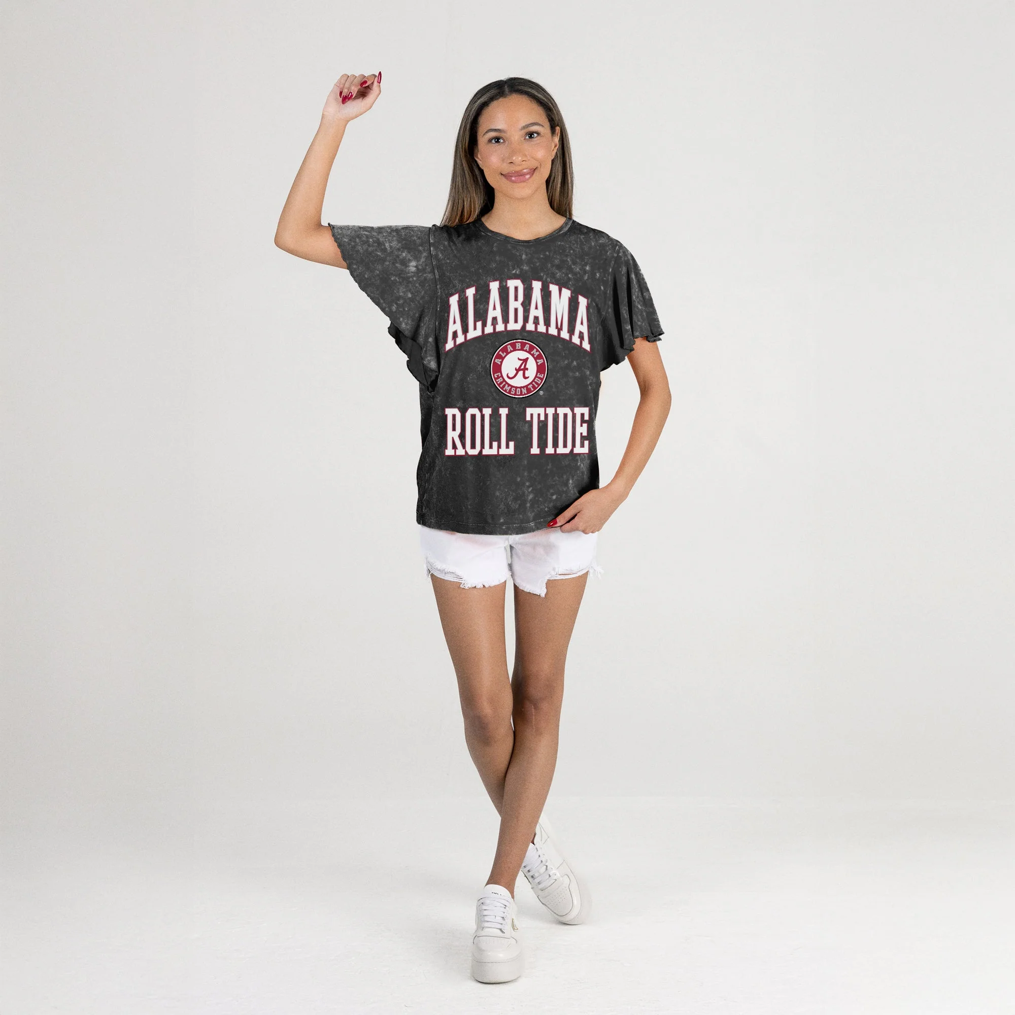 ALABAMA CRIMSON TIDE VICTORY MODE FLUTTER SLEEVE TEE IN BLACK - Image 6