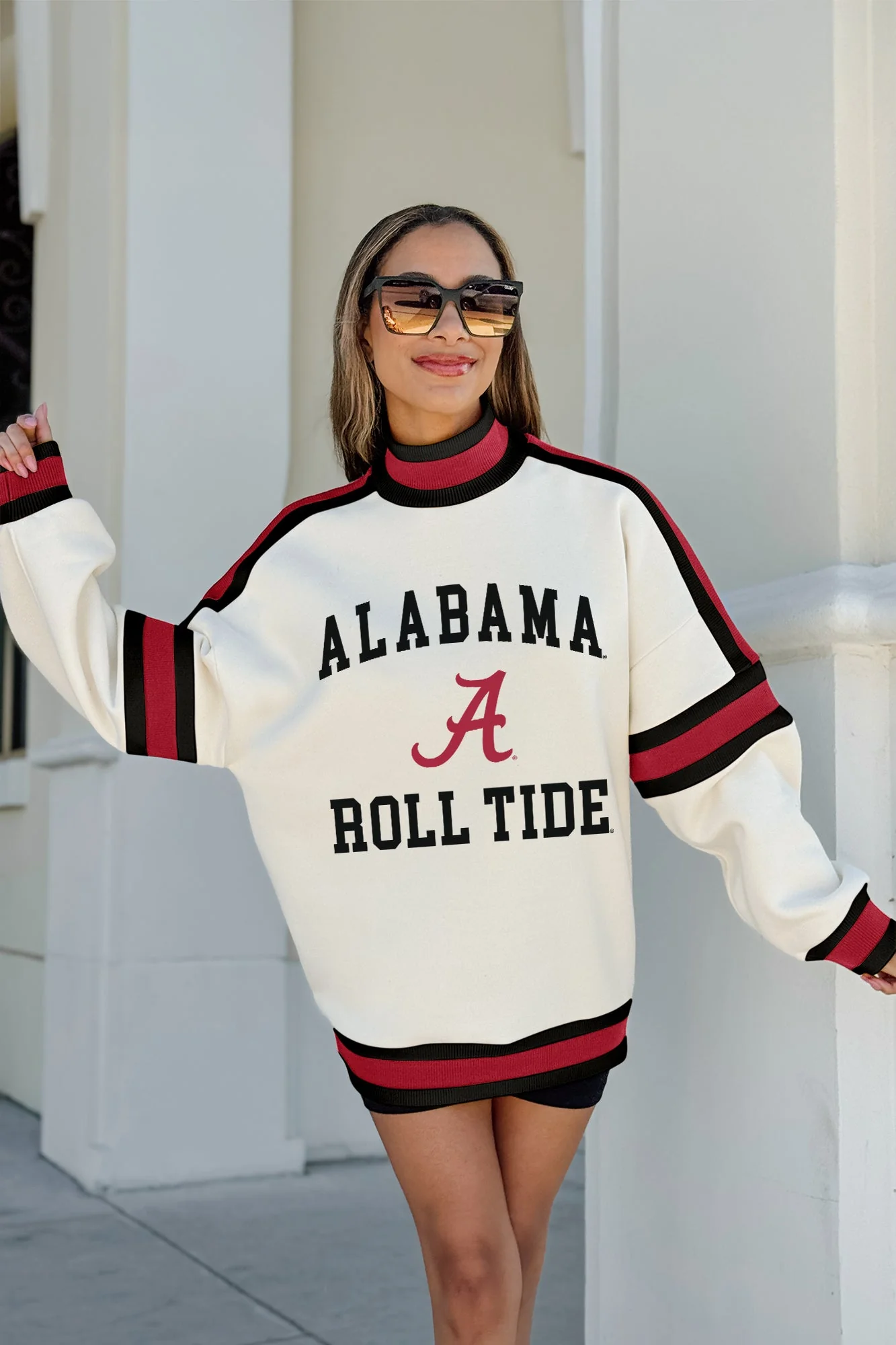 ALABAMA CRIMSON TIDE VIVID MOTION COLORBLOCK TURTLENECK PULLOVER IN BLACK/CRIMSON - Image 3