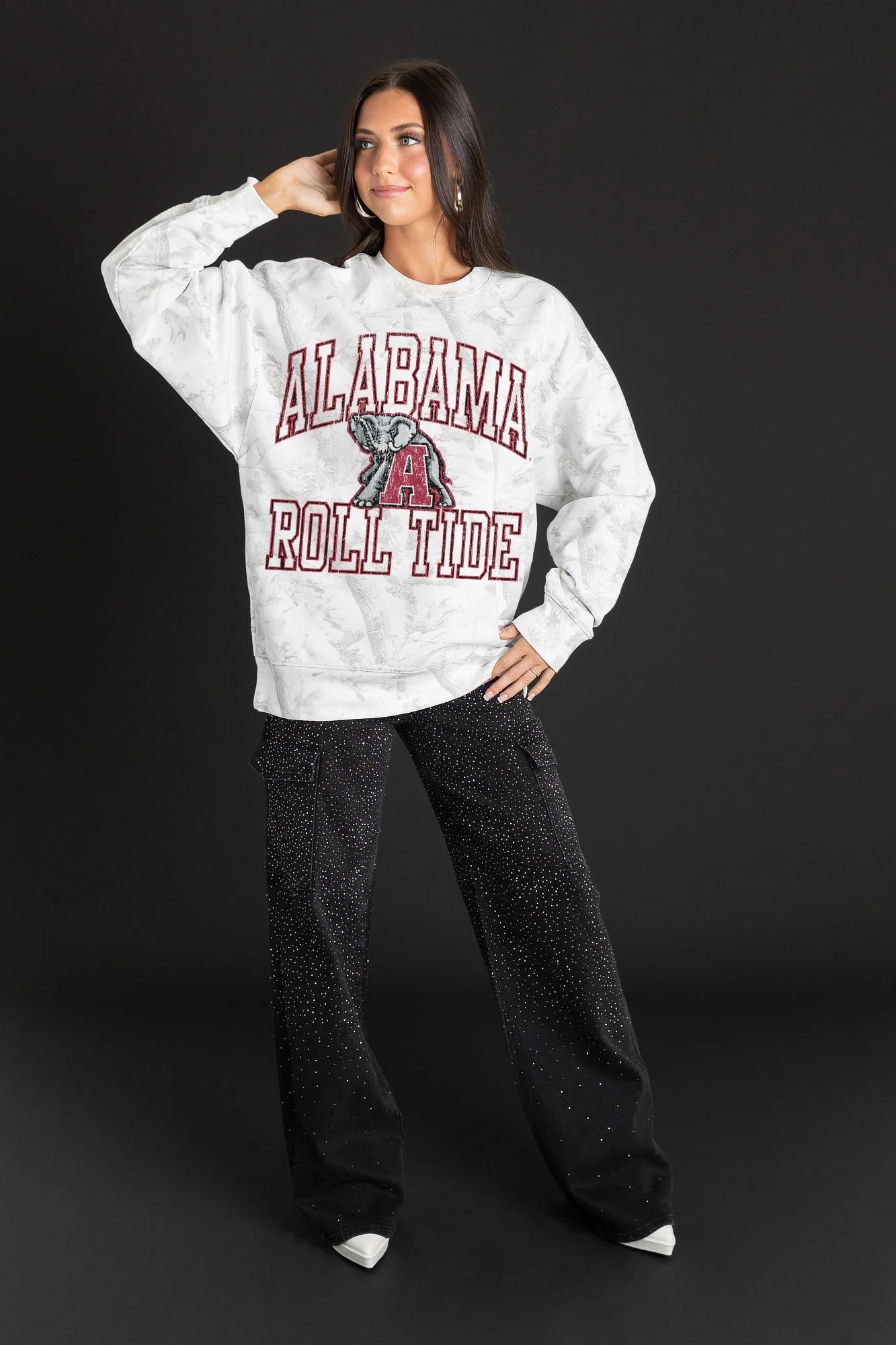 ALABAMA CRIMSON TIDE WHITEOUT PREMIUM DROP SHOULDER CAMO PULLOVER - Image 3