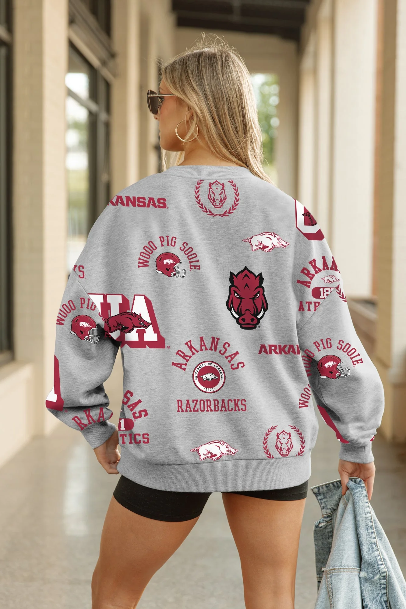 ARKANSAS RAZORBACKS ALWAYS ON REPEAT PREMIUM FLEECE CREW SWEATSHIRT - Image 6