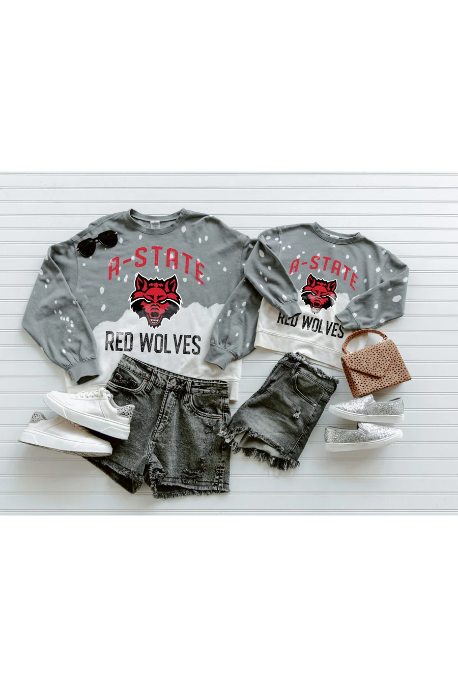 ARKANSAS STATE RED WOLVES Upcycle And Vintage Faded Wash Pullover - Image 4