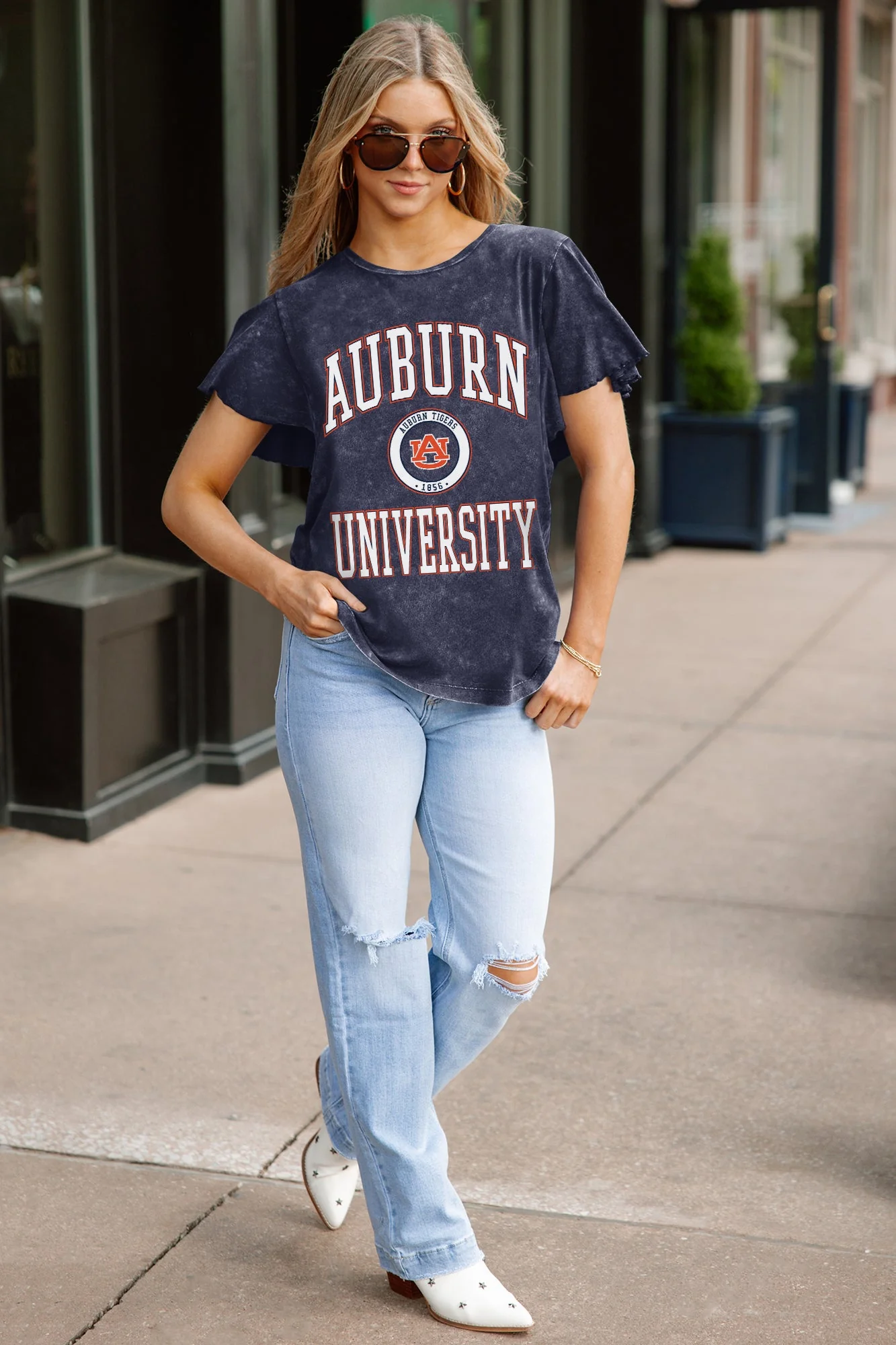 AUBURN TIGERS VICTORY MODE FLUTTER SLEEVE TEE IN NAVY - Image 3