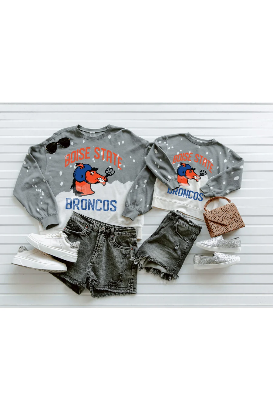 BOISE STATE BRONCOS Upcycle And Vintage Faded Wash Pullover - Image 4