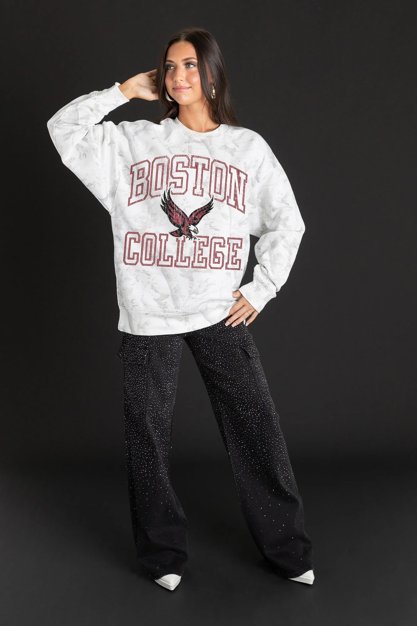 BOSTON COLLEGE EAGLES WHITEOUT PREMIUM DROP SHOULDER CAMO PULLOVER - Image 3