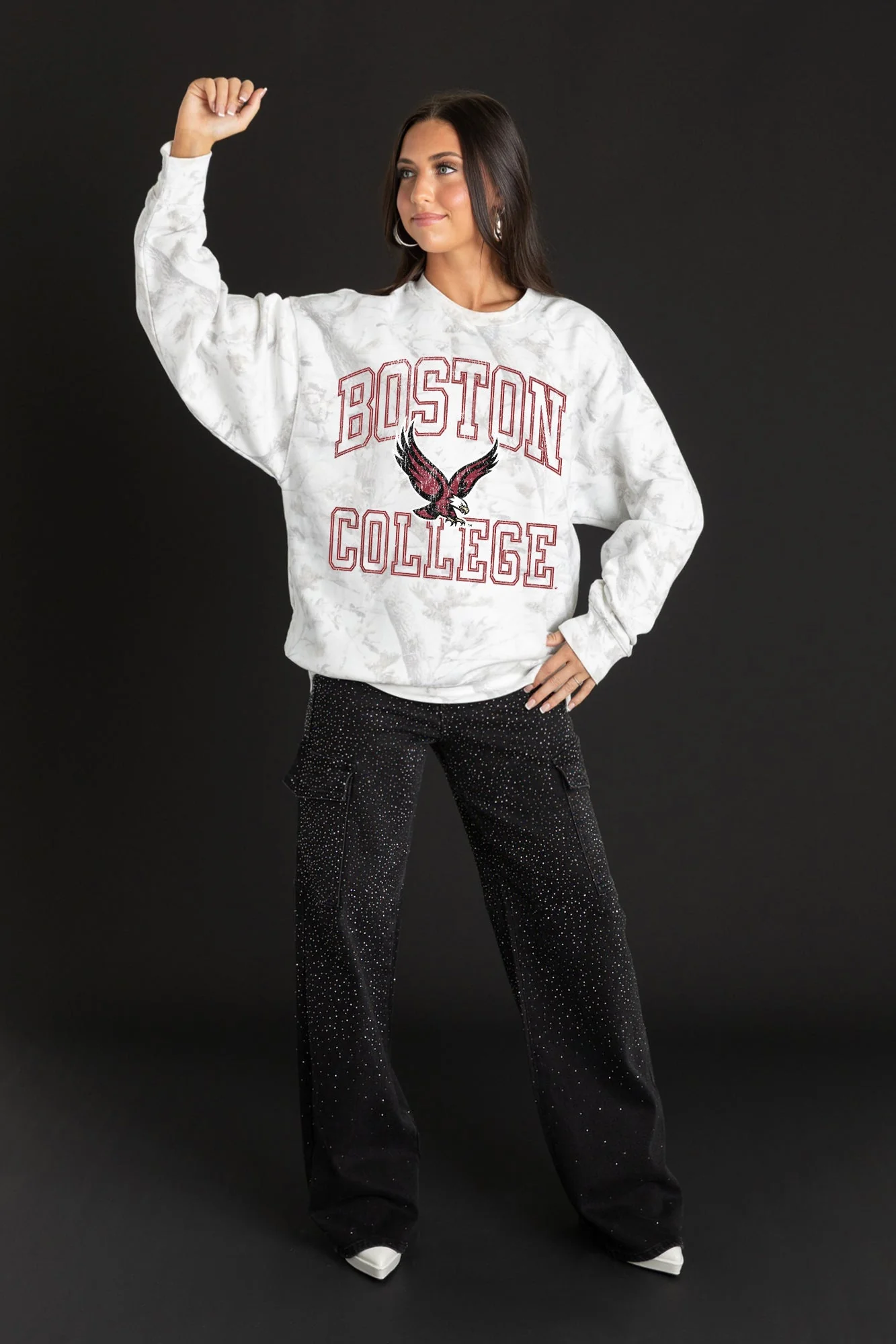BOSTON COLLEGE EAGLES WHITEOUT PREMIUM DROP SHOULDER CAMO PULLOVER - Image 4