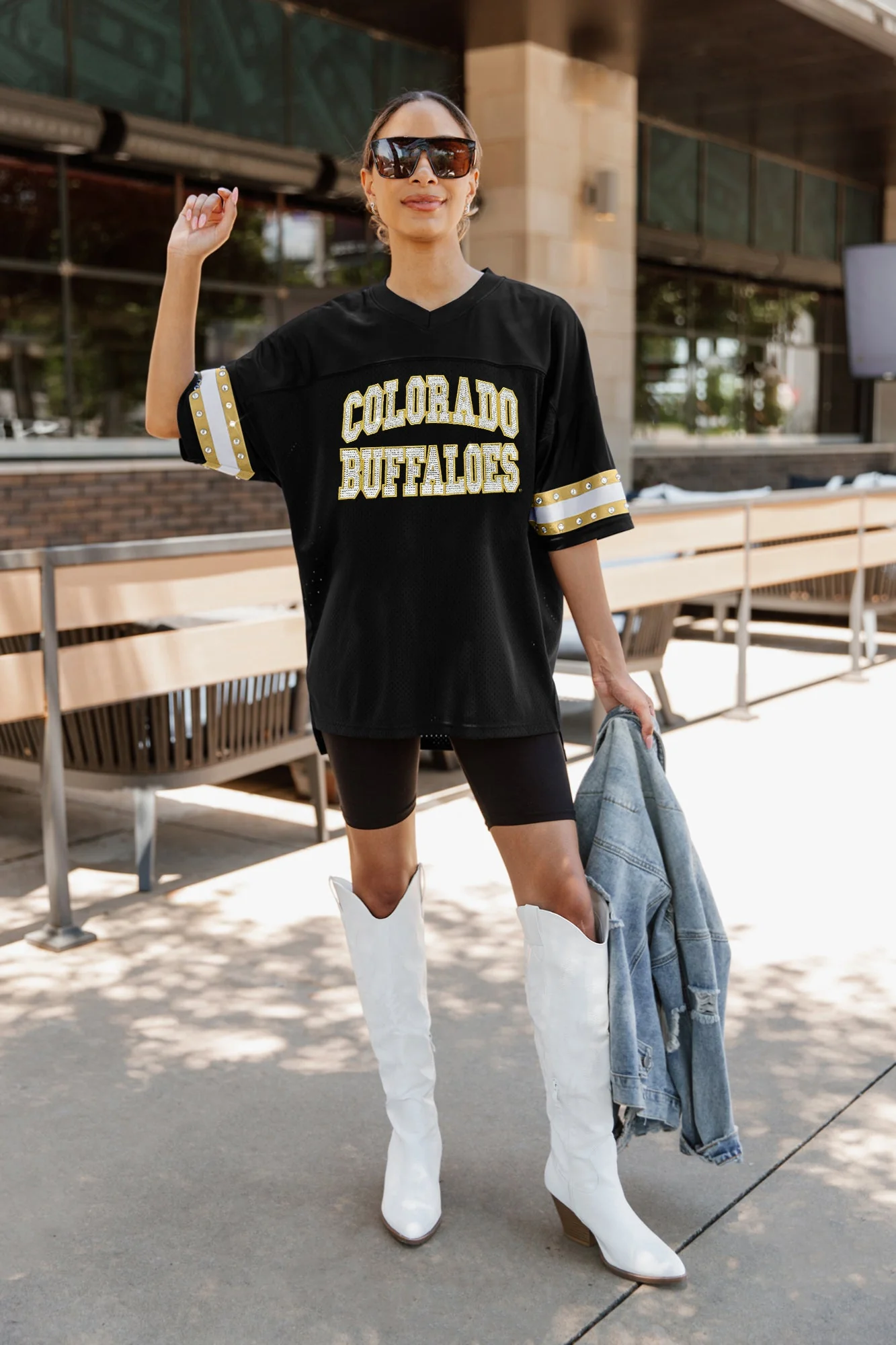 COLORADO BUFFALOES Until Kickoff Oversized Rhinestone-Trim Jersey - Image 3