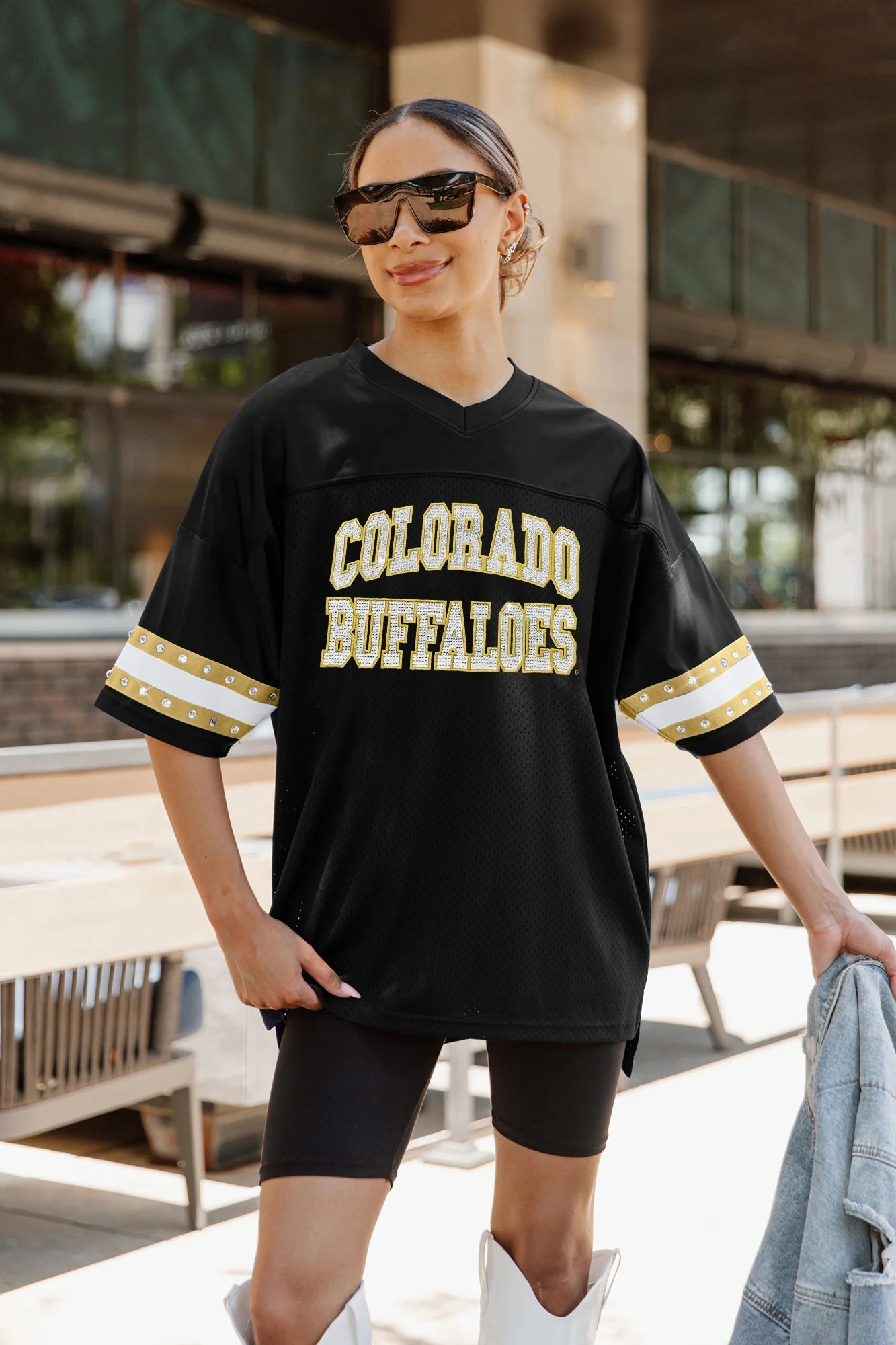 COLORADO BUFFALOES Until Kickoff Oversized Rhinestone-Trim Jersey - Image 4