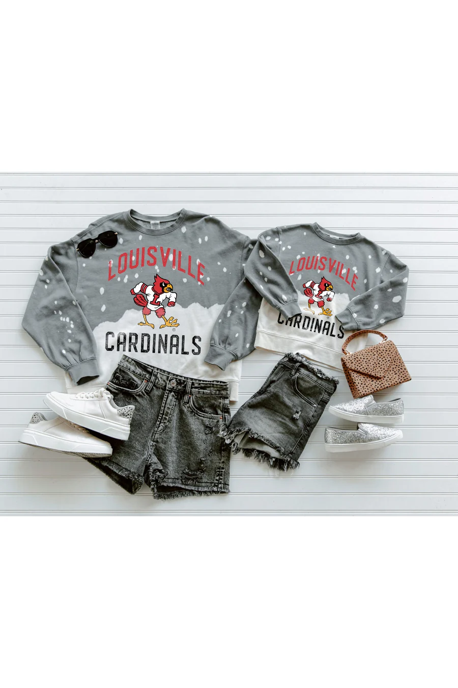LOUISVILLE CARDINALS Upcycle And Vintage Faded Wash Pullover - Image 3