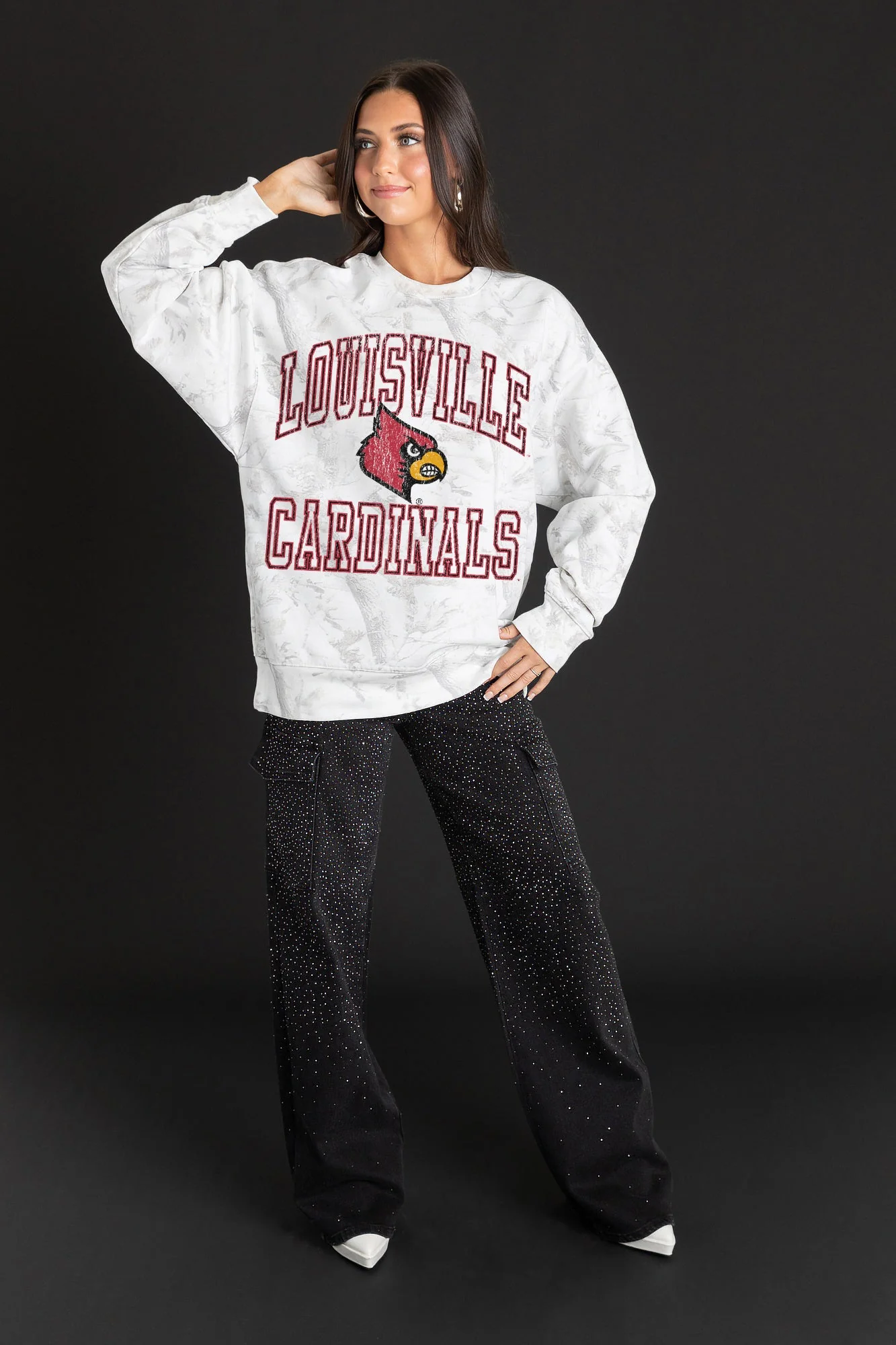LOUISVILLE CARDINALS WHITEOUT PREMIUM DROP SHOULDER CAMO PULLOVER - Image 3