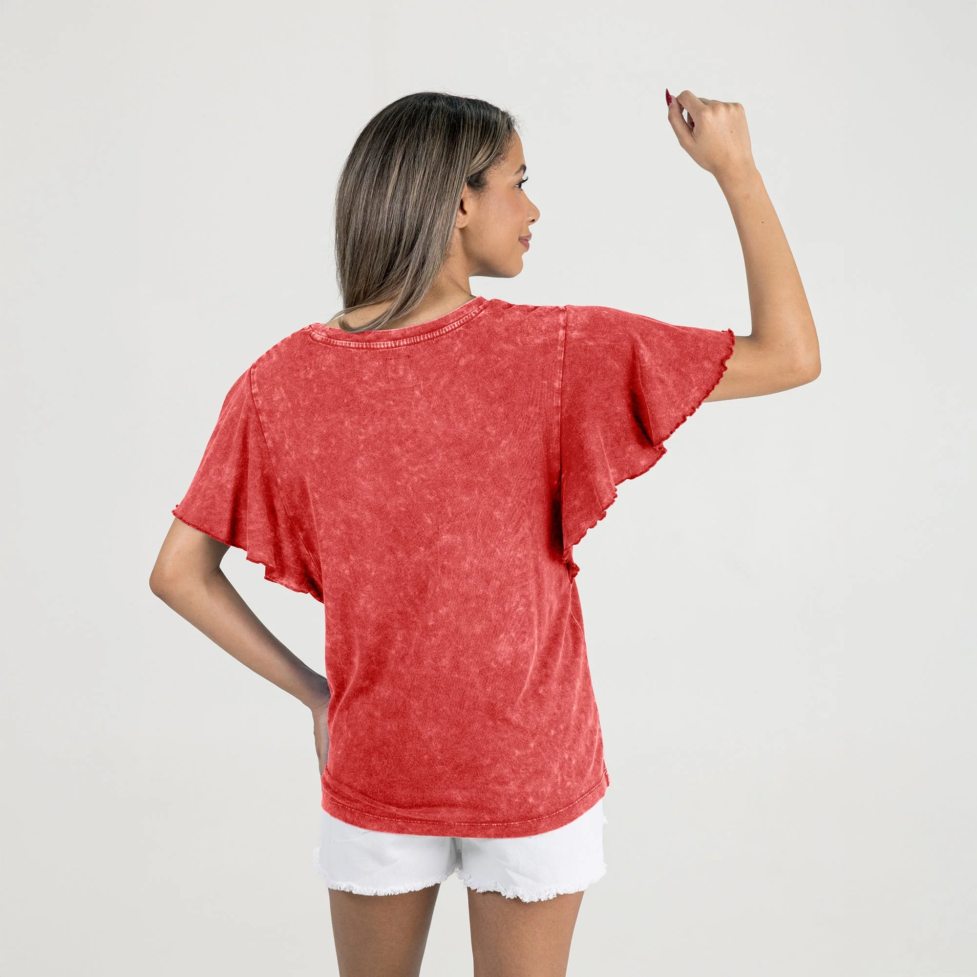 MARYLAND TERRAPINS VICTORY MODE FLUTTER SLEEVE TEE IN RED - Image 5