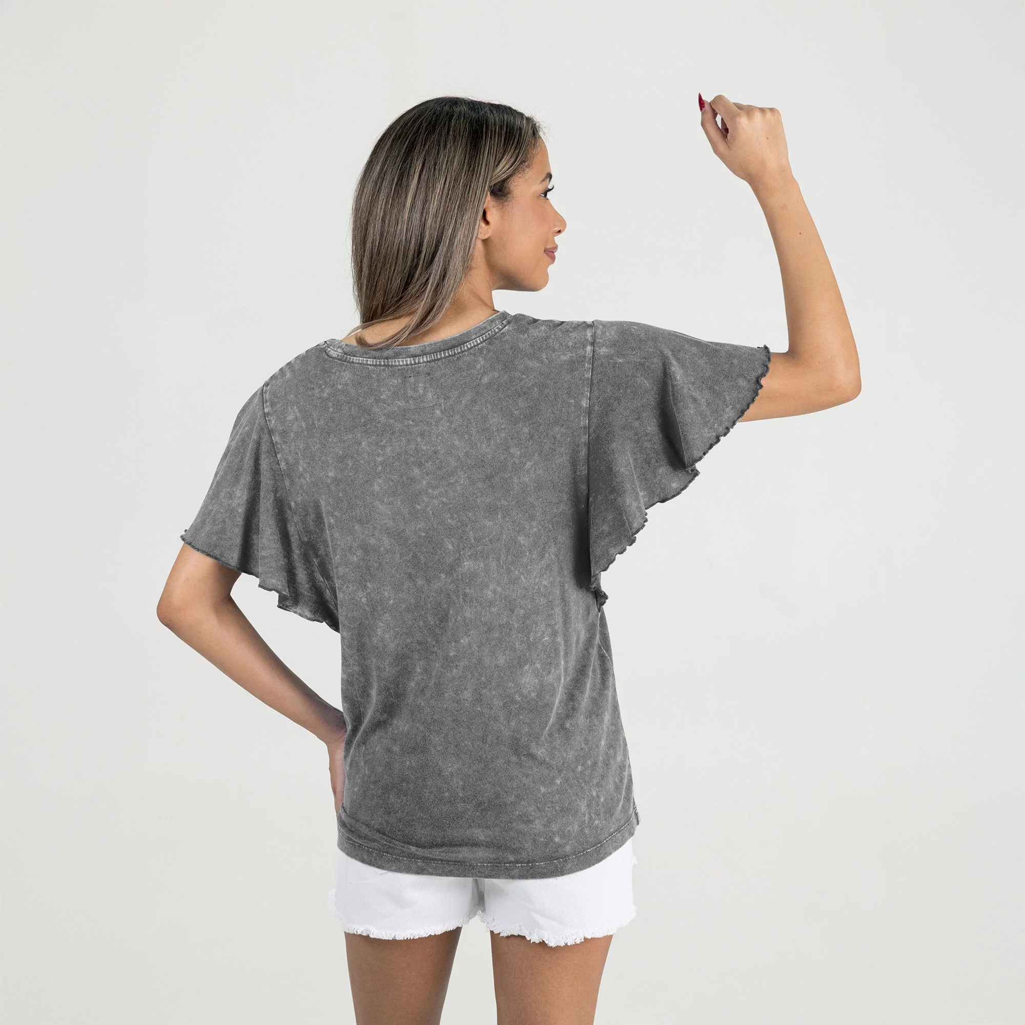 MICHIGAN STATE SPARTANS VICTORY MODE FLUTTER SLEEVE TEE IN GREY - Image 5