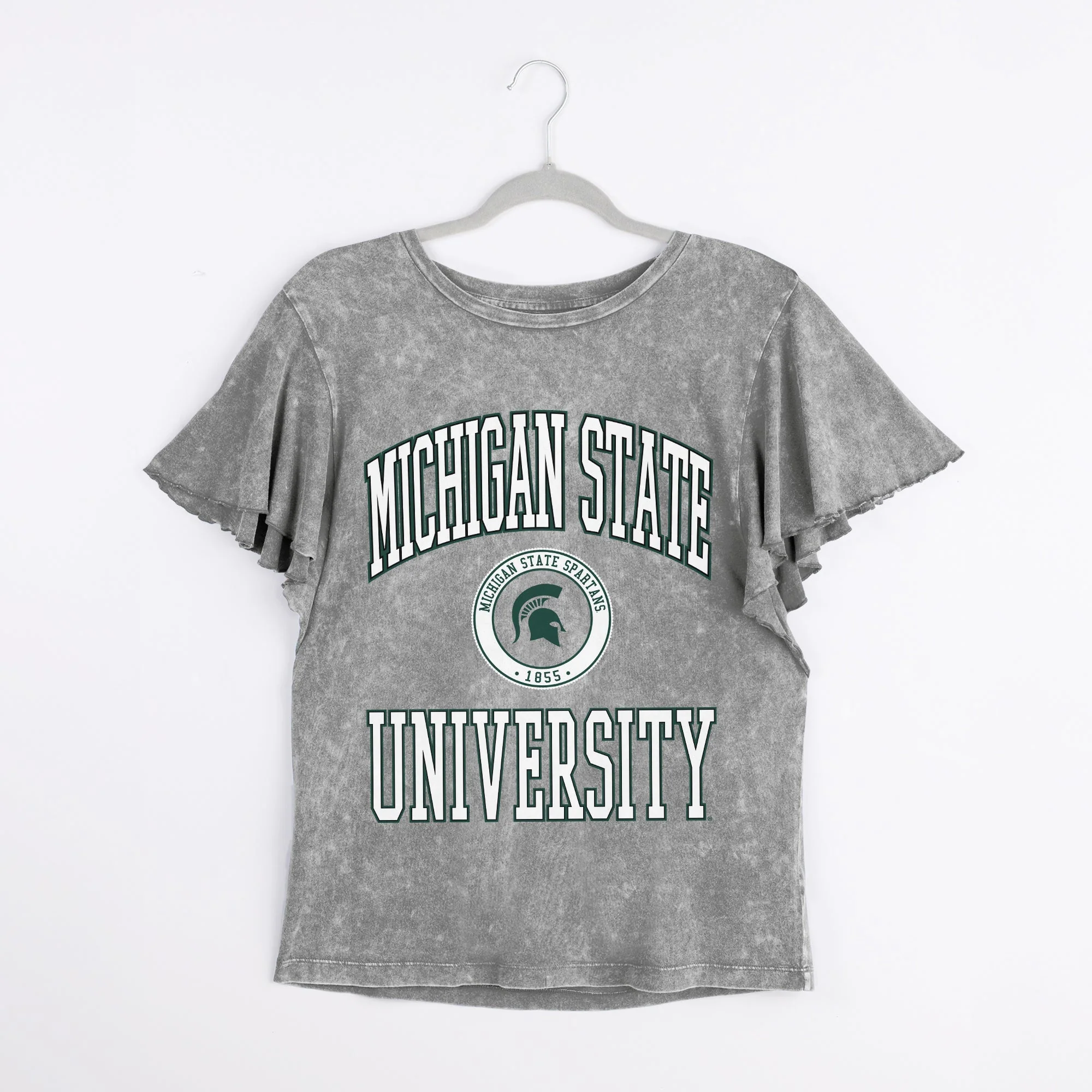 MICHIGAN STATE SPARTANS VICTORY MODE FLUTTER SLEEVE TEE IN GREY - Image 6
