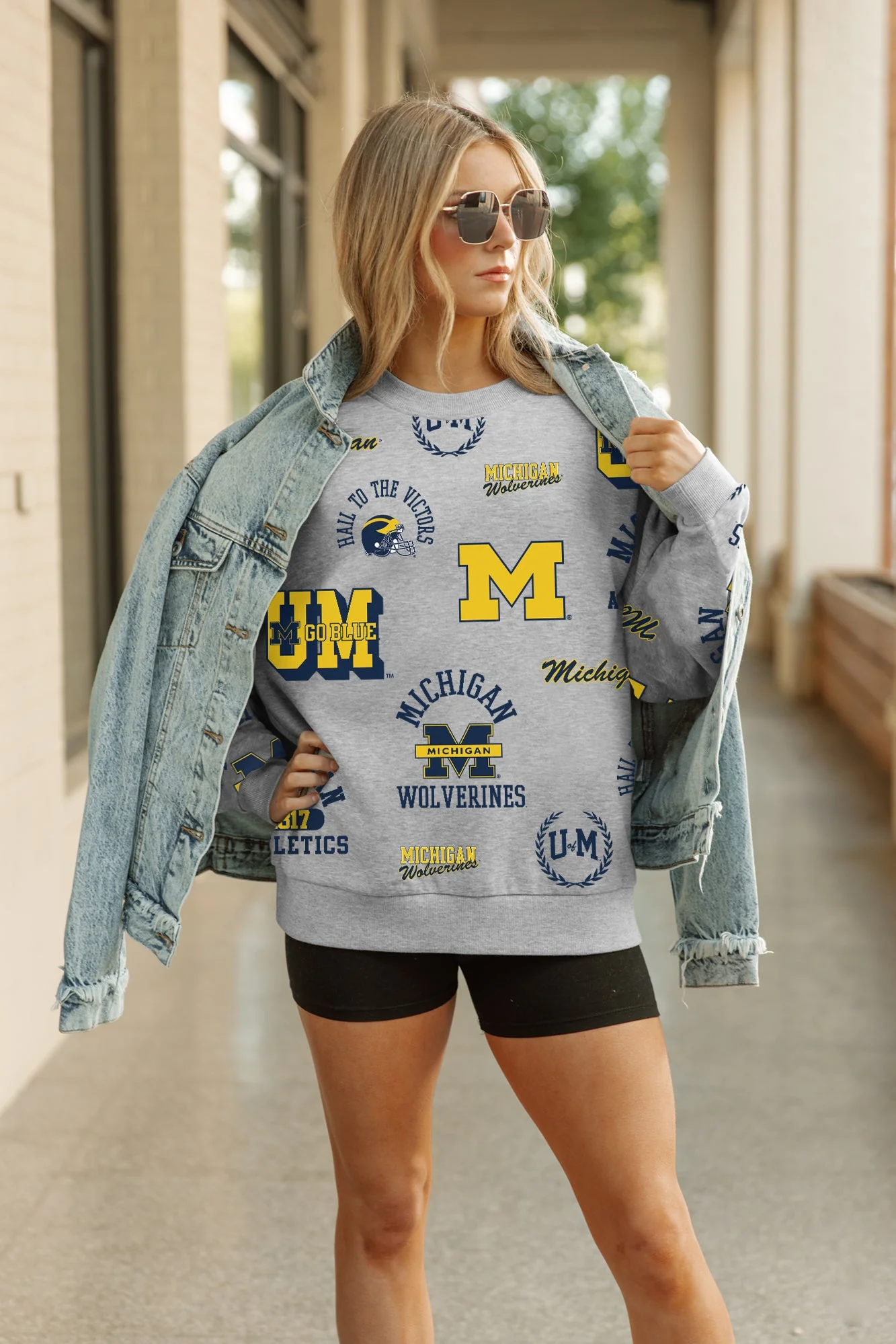 MICHIGAN WOLVERINES ALWAYS ON REPEAT PREMIUM FLEECE CREW SWEATSHIRT - Image 4