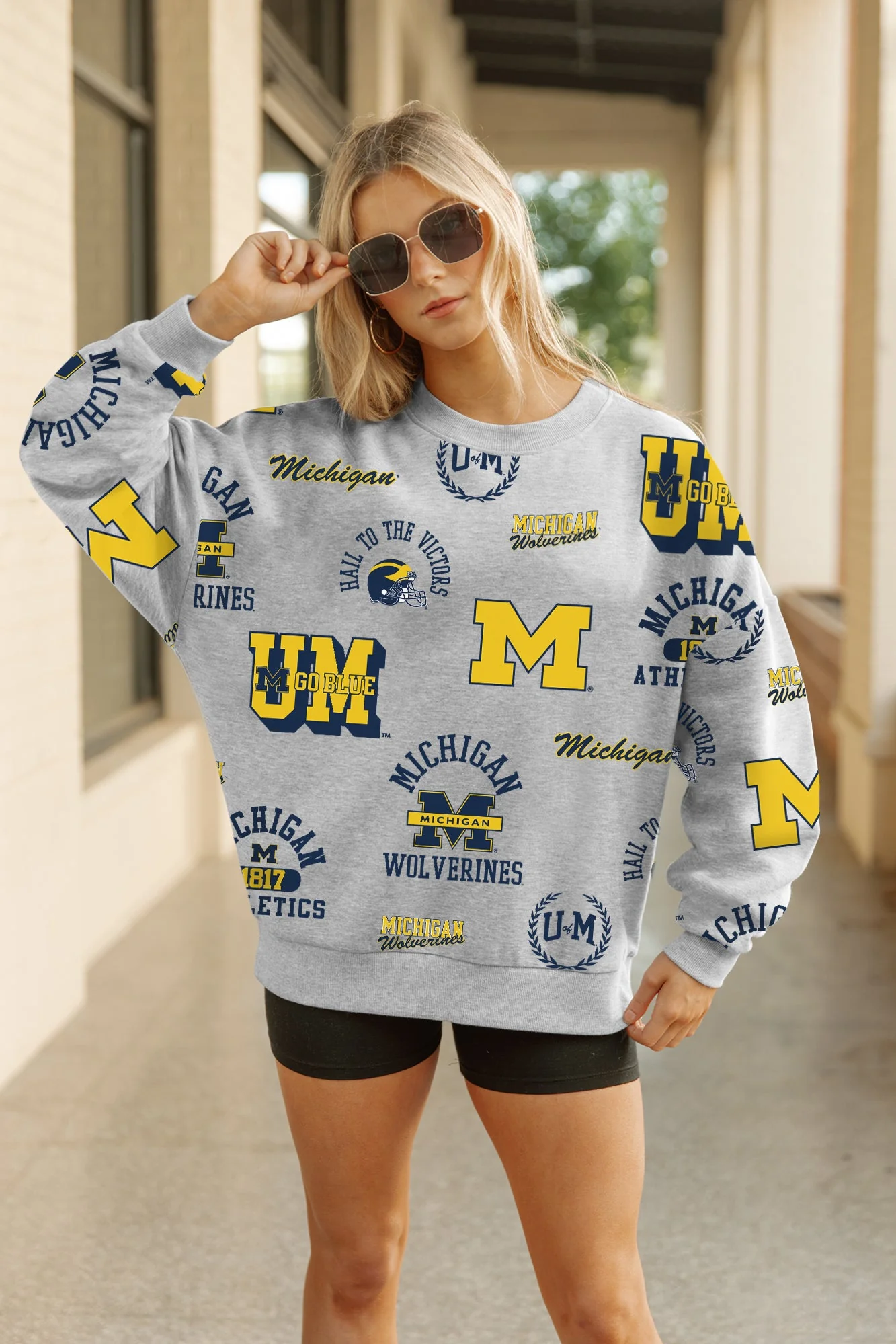 MICHIGAN WOLVERINES ALWAYS ON REPEAT PREMIUM FLEECE CREW SWEATSHIRT - Image 5