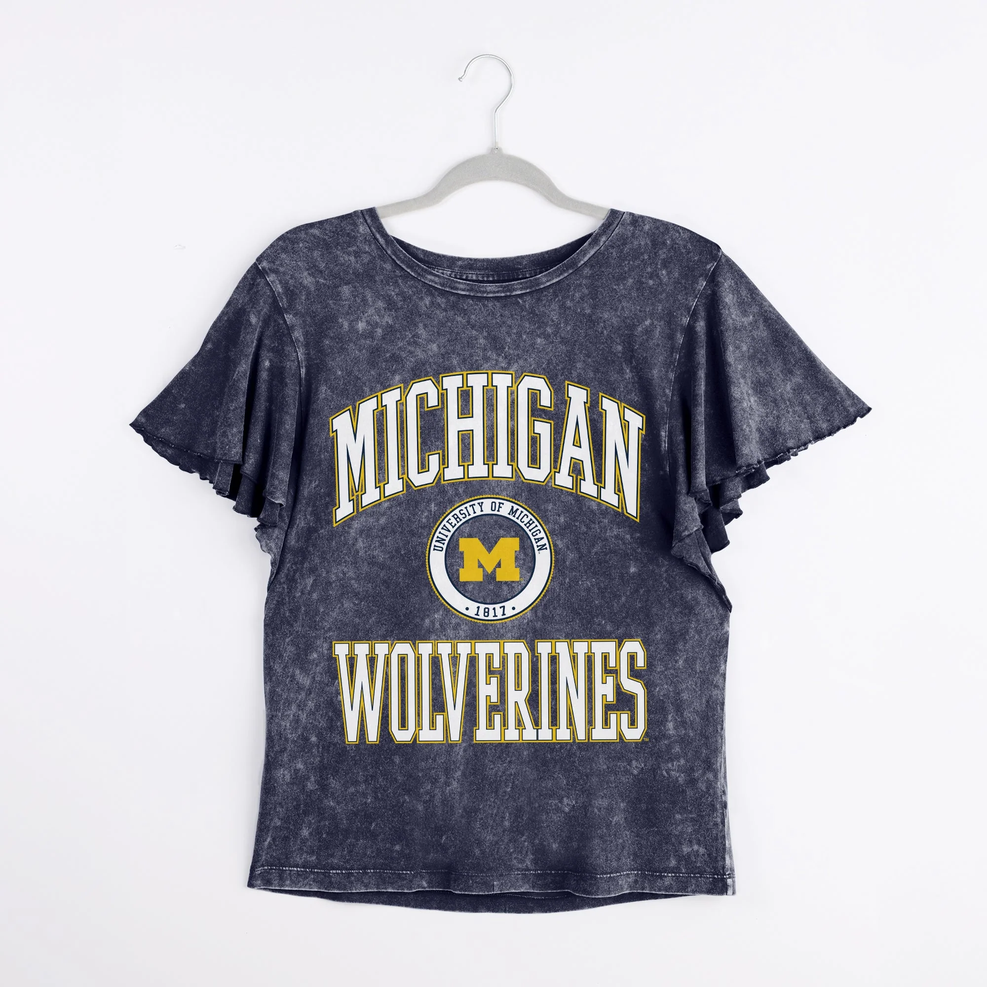 MICHIGAN WOLVERINES VICTORY MODE FLUTTER SLEEVE TEE IN NAVY - Image 6