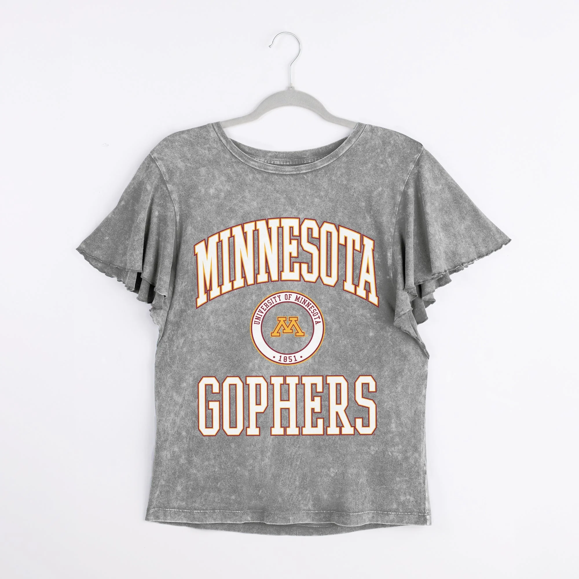 MINNESOTA GOLDEN GOPHERS VICTORY MODE FLUTTER SLEEVE TEE IN GREY - Image 6