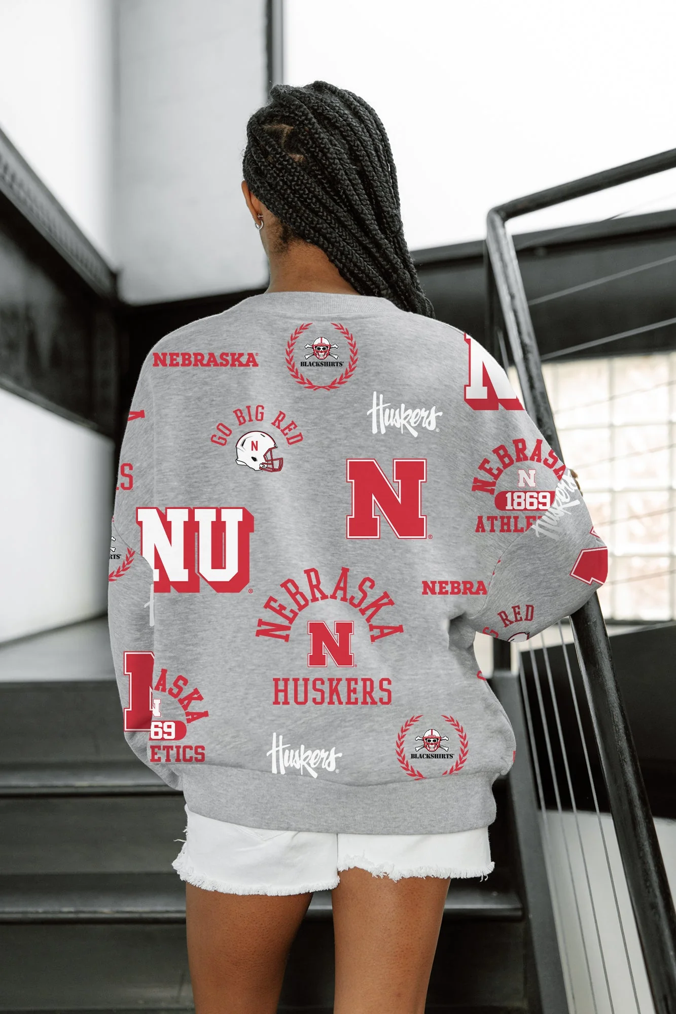 NEBRASKA CORNHUSKERS ALWAYS ON REPEAT PREMIUM FLEECE CREW SWEATSHIRT - Image 3