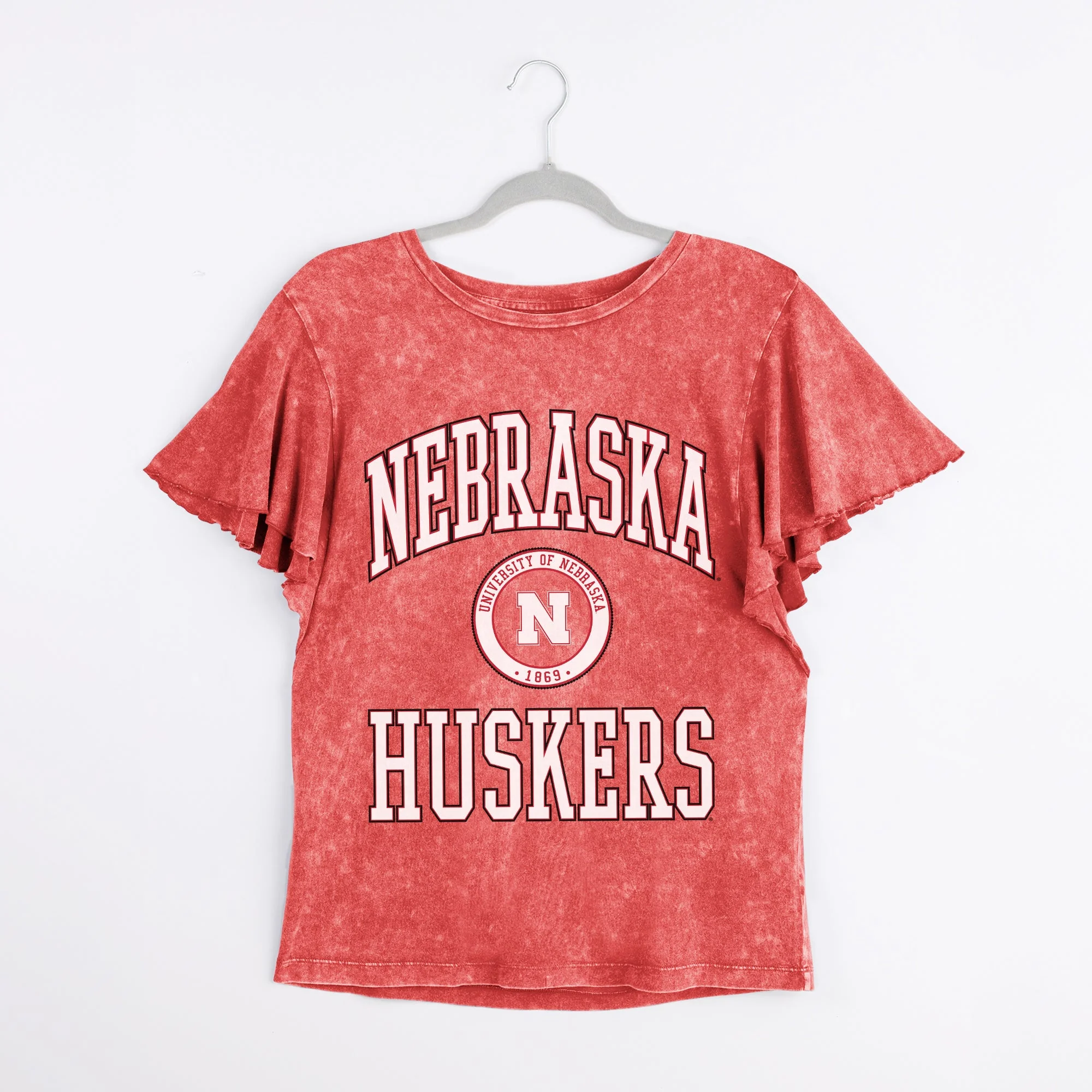 NEBRASKA CORNHUSKERS VICTORY MODE FLUTTER SLEEVE TEE IN RED - Image 6