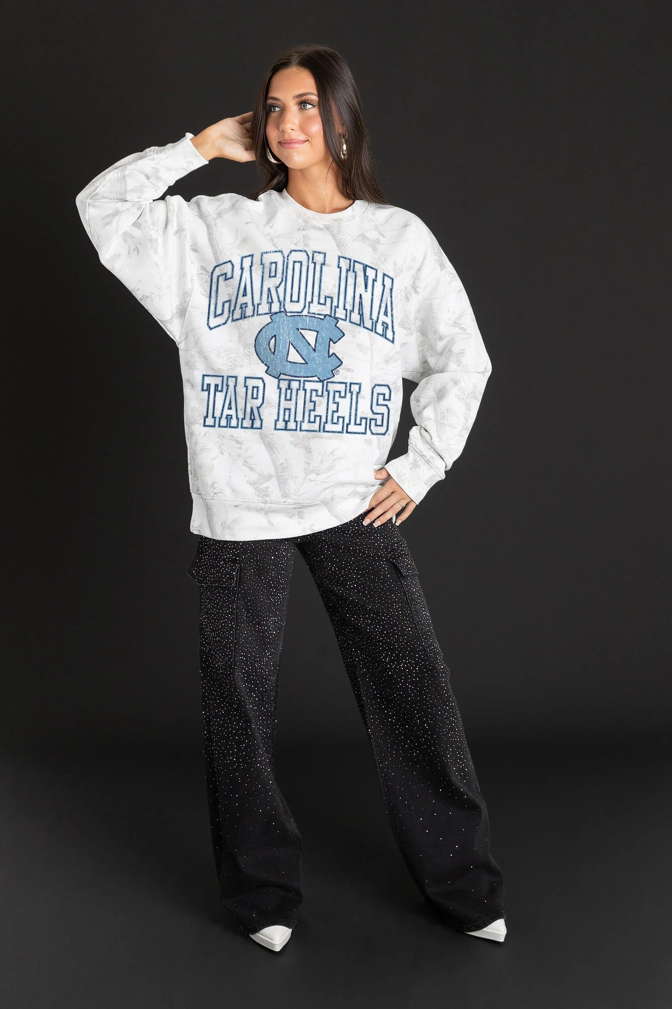 NORTH CAROLINA TAR HEELS WHITEOUT PREMIUM DROP SHOULDER CAMO PULLOVER - Image 3