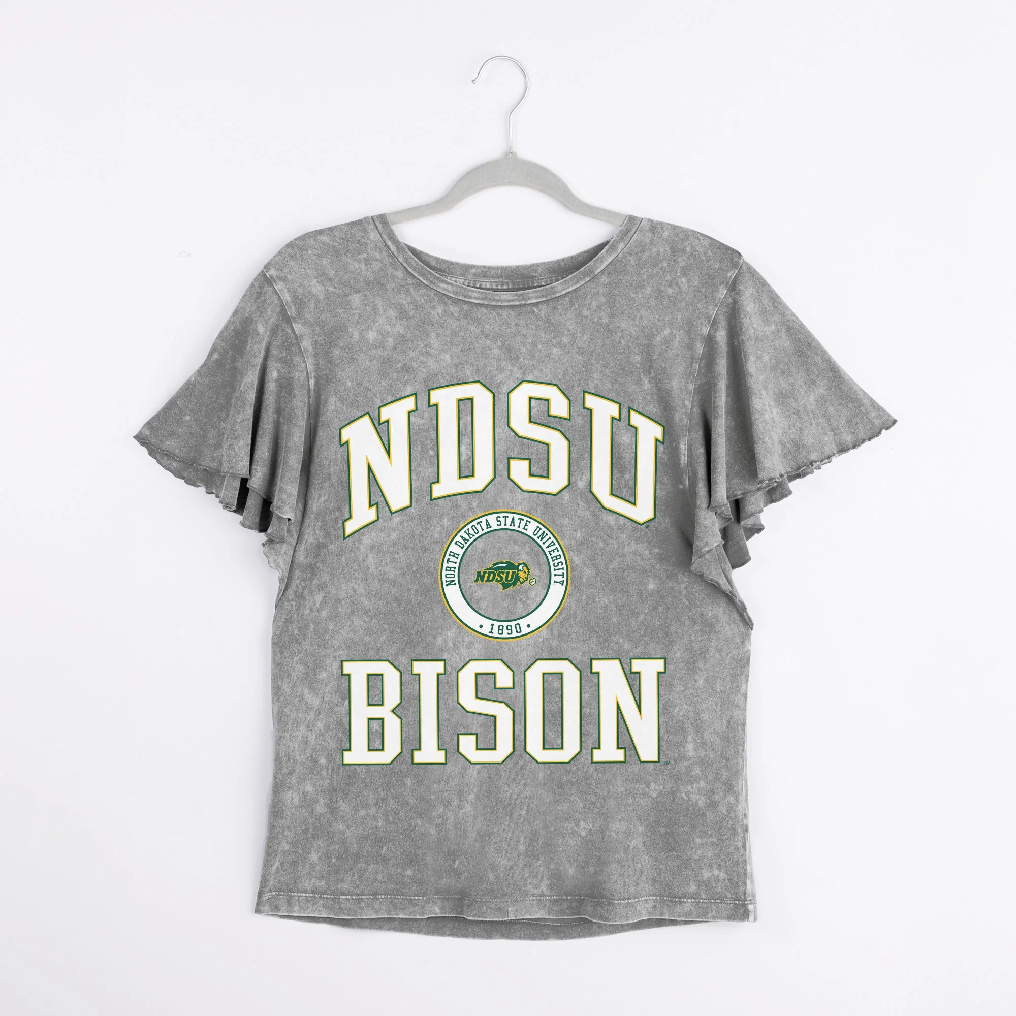 NORTH DAKOTA STATE BISON VICTORY MODE FLUTTER SLEEVE TEE IN GREY - Image 6