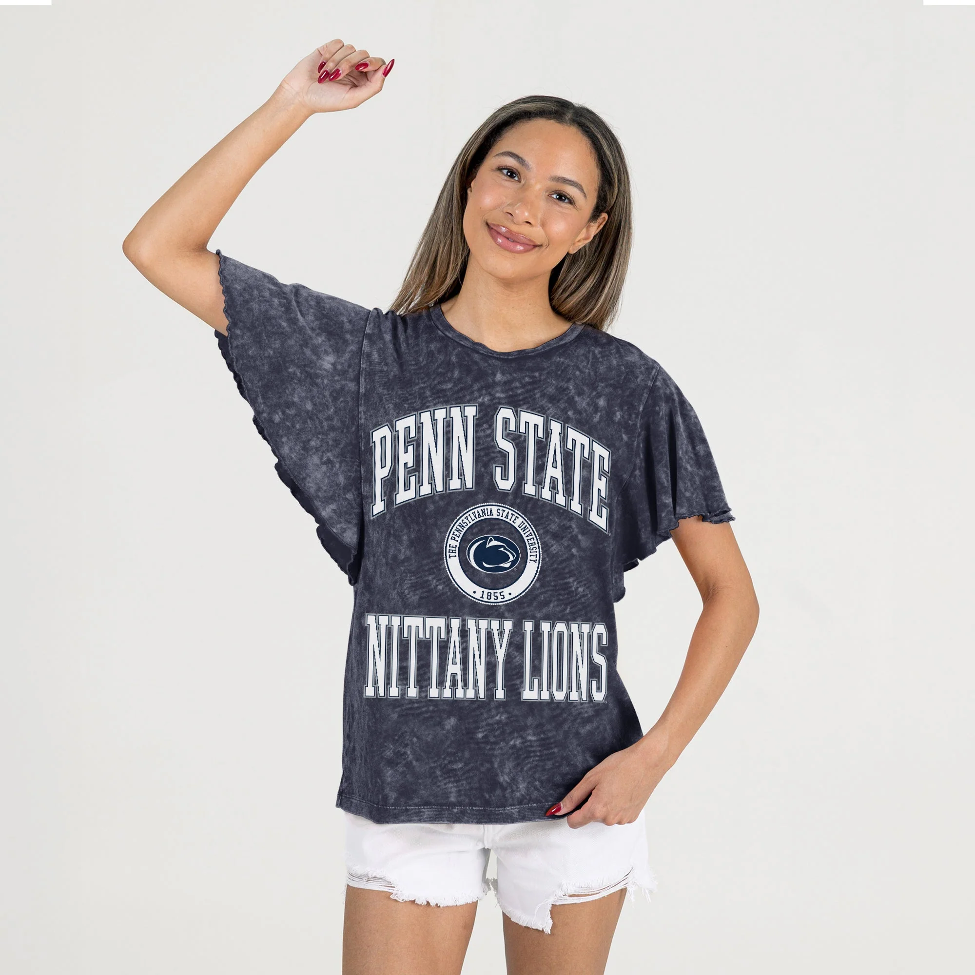 PENN STATE NITTANY LIONS VICTORY MODE FLUTTER SLEEVE TEE IN NAVY - Image 4
