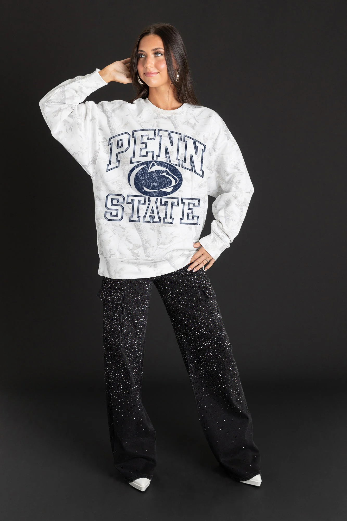 PENN STATE NITTANY LIONS WHITEOUT PREMIUM DROP SHOULDER CAMO PULLOVER - Image 3