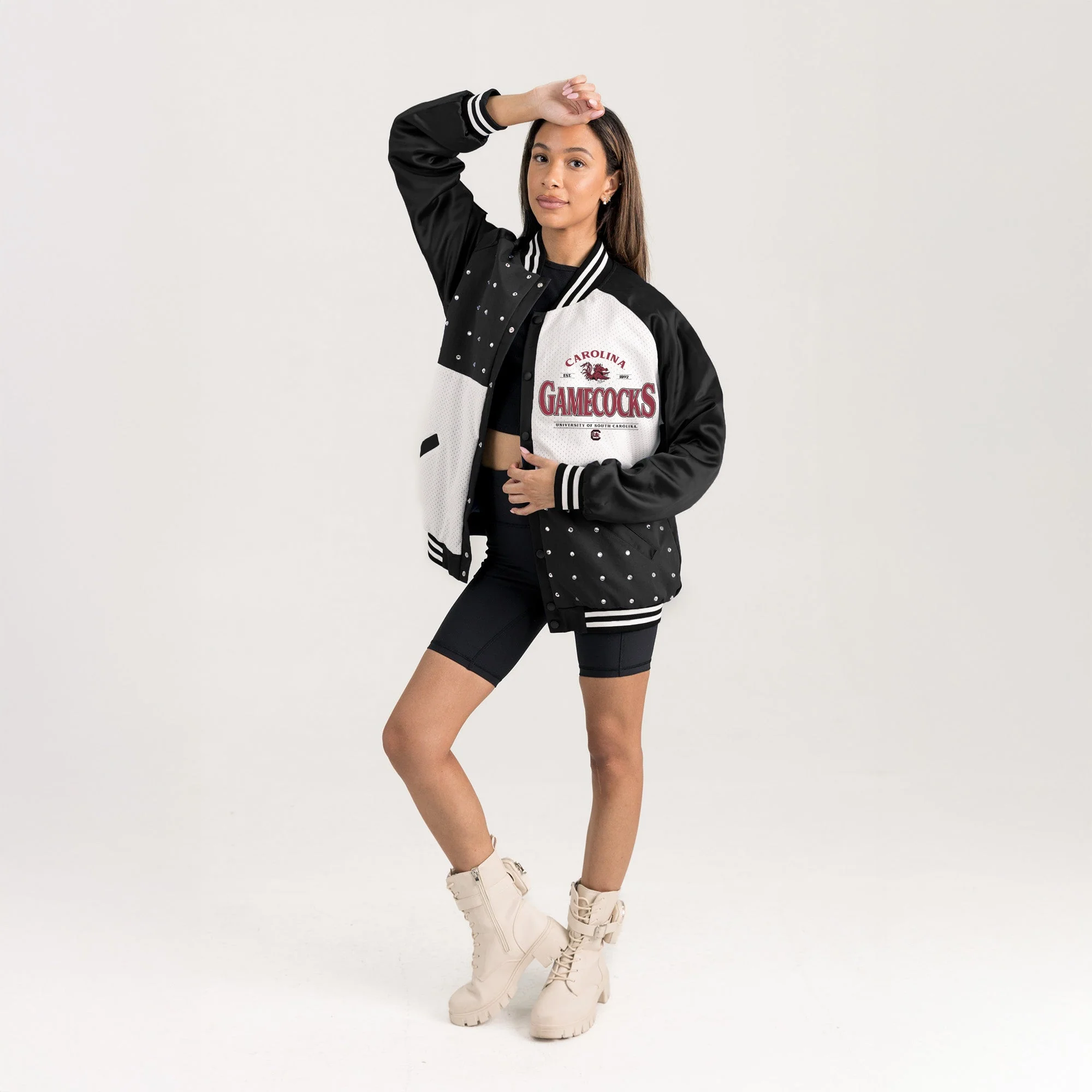 SOUTH CAROLINA GAMECOCKS INNER DRIVE THROWBACK VARSITY BOMBER JACKET - Image 5