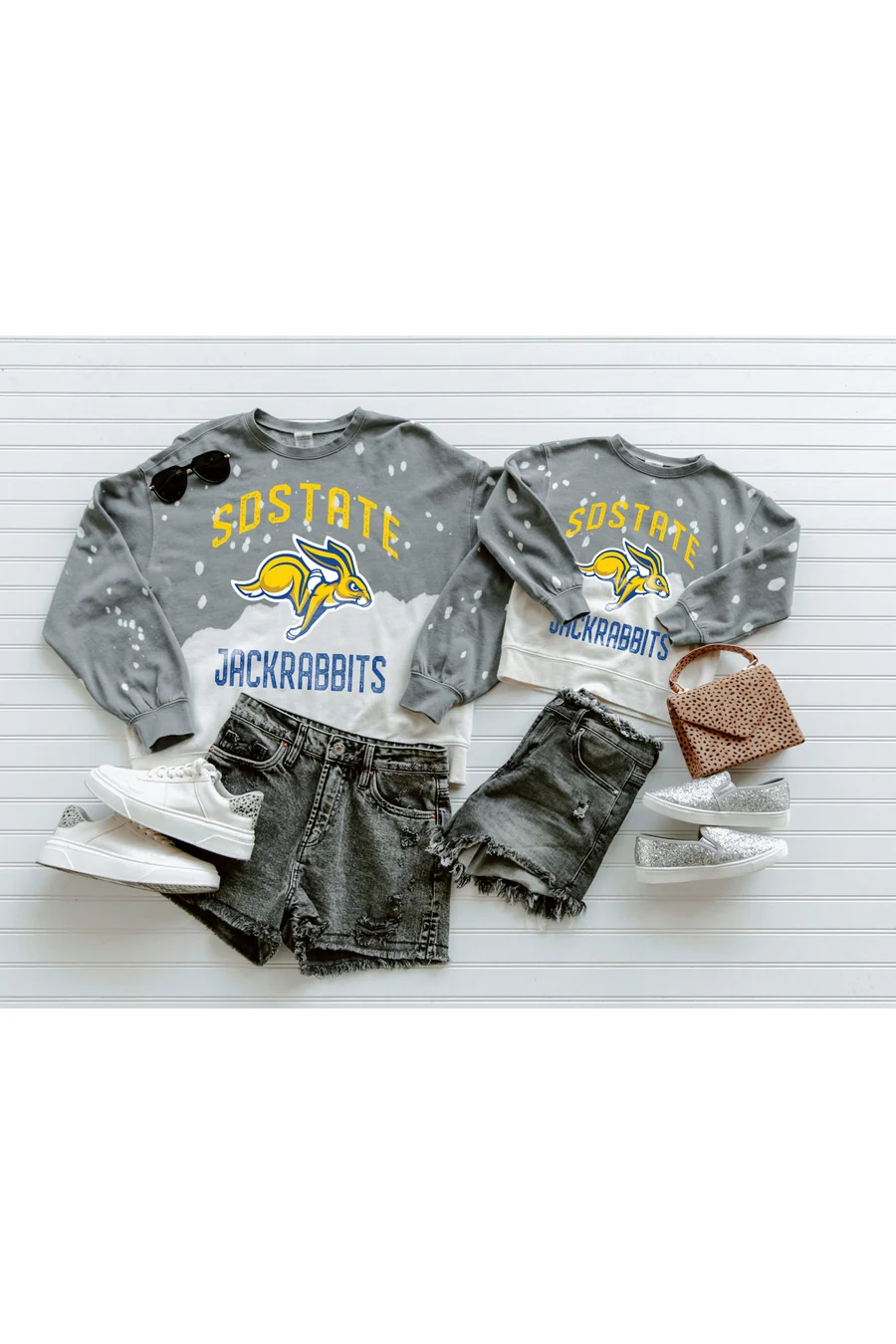 SOUTH DAKOTA STATE JACKRABBITS Upcycle And Vintage Faded Wash Pullover - Image 3
