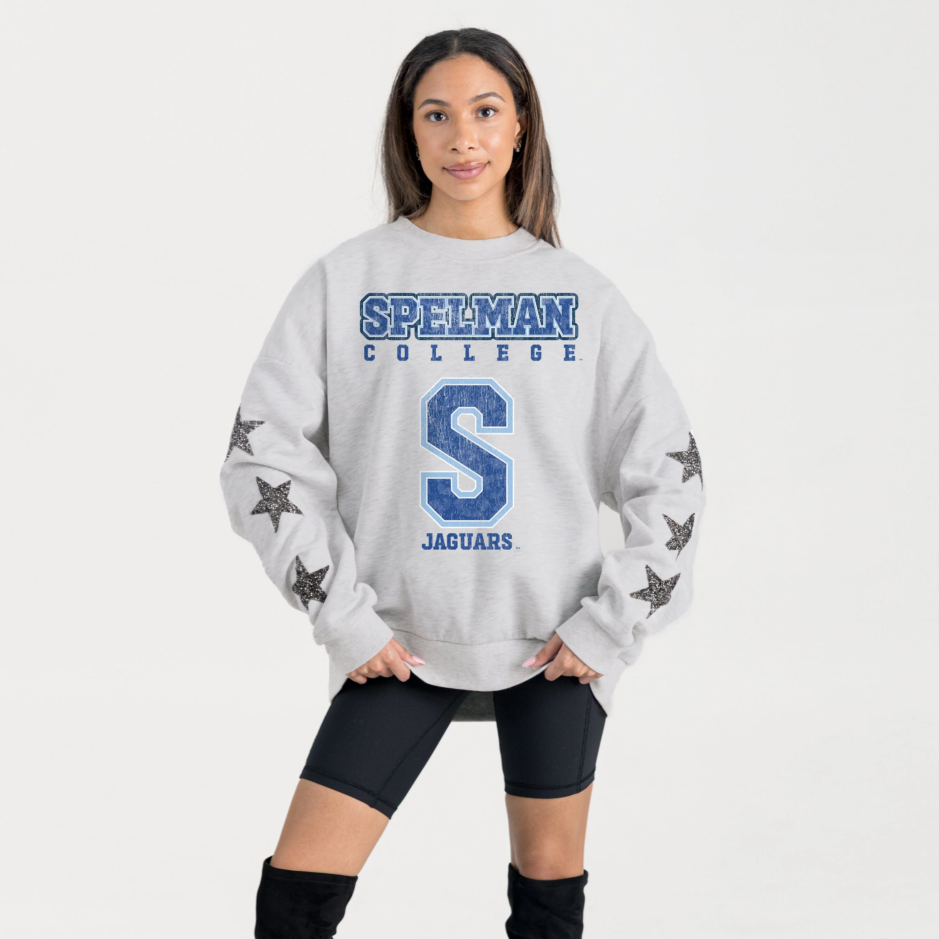 SPELMAN COLLEGE JAGUARS RESILIENCE STAR EMBELLISHED CREW SWEATSHIRT - Image 5