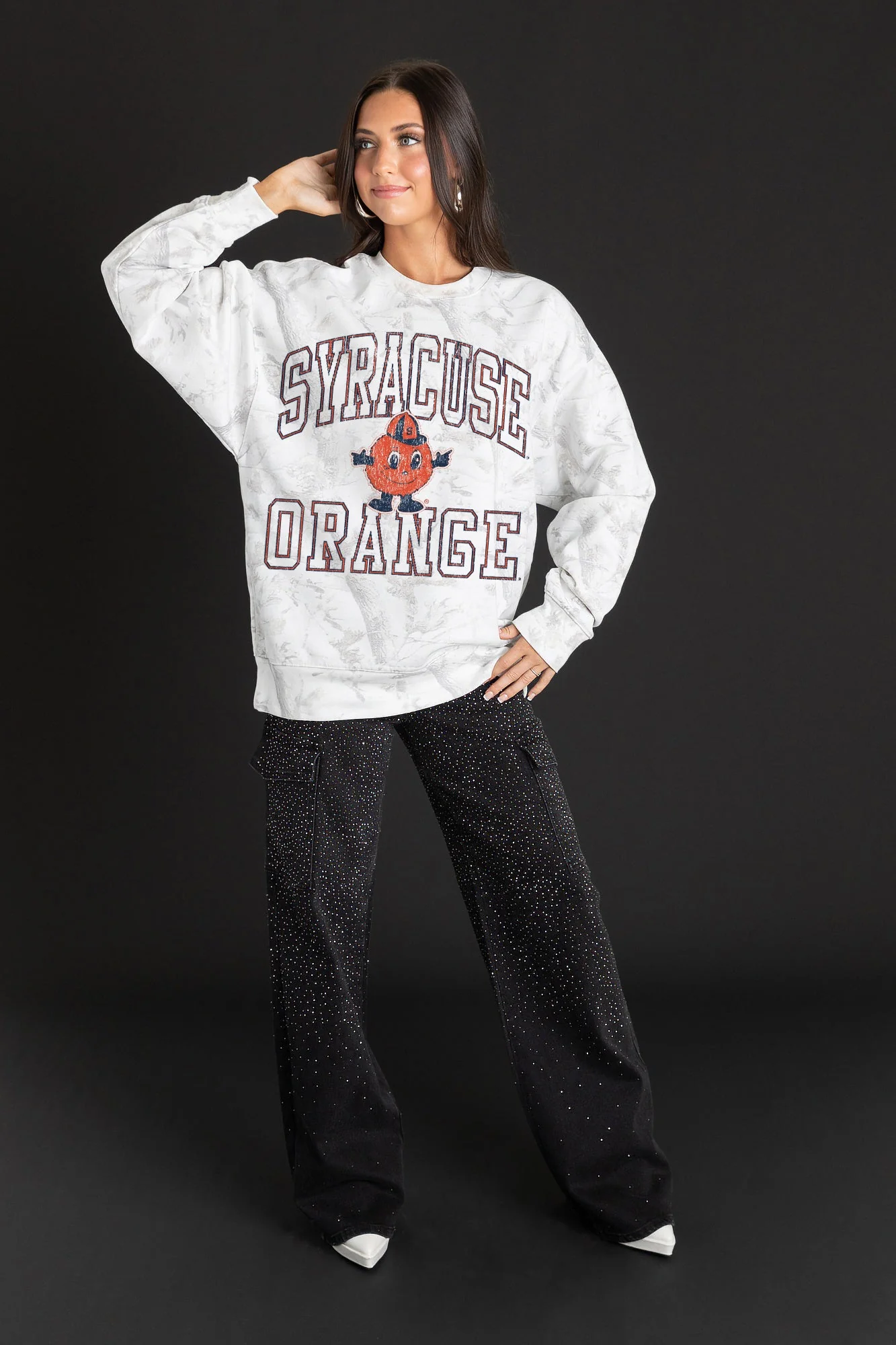 SYRACUSE ORANGE WHITEOUT PREMIUM DROP SHOULDER CAMO PULLOVER - Image 3