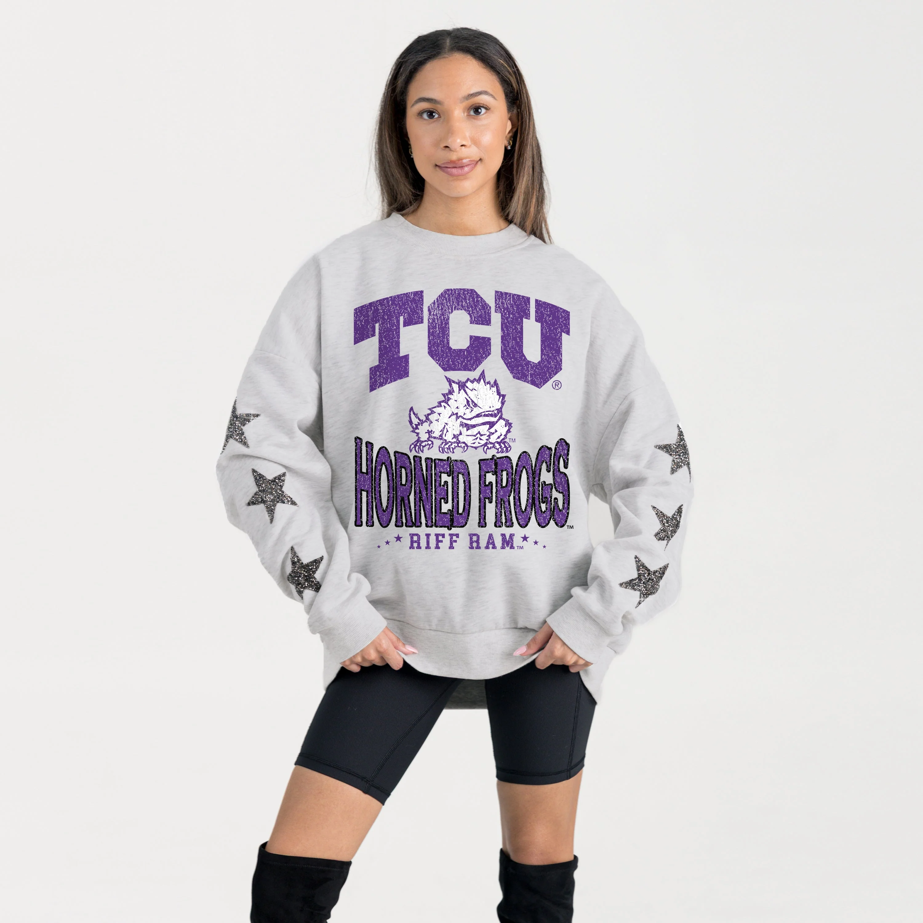 TCU HORNED FROGS RESILIENCE STAR EMBELLISHED CREW SWEATSHIRT - Image 5