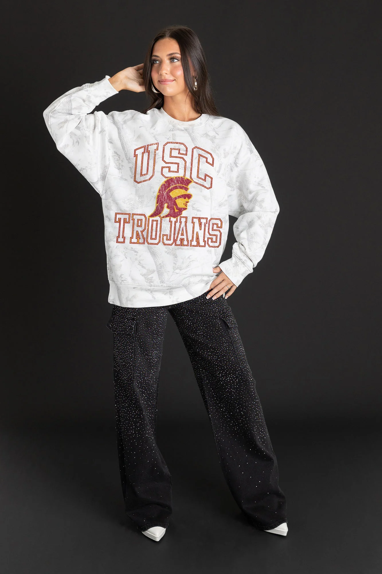 USC TROJANS WHITEOUT PREMIUM DROP SHOULDER CAMO PULLOVER - Image 3