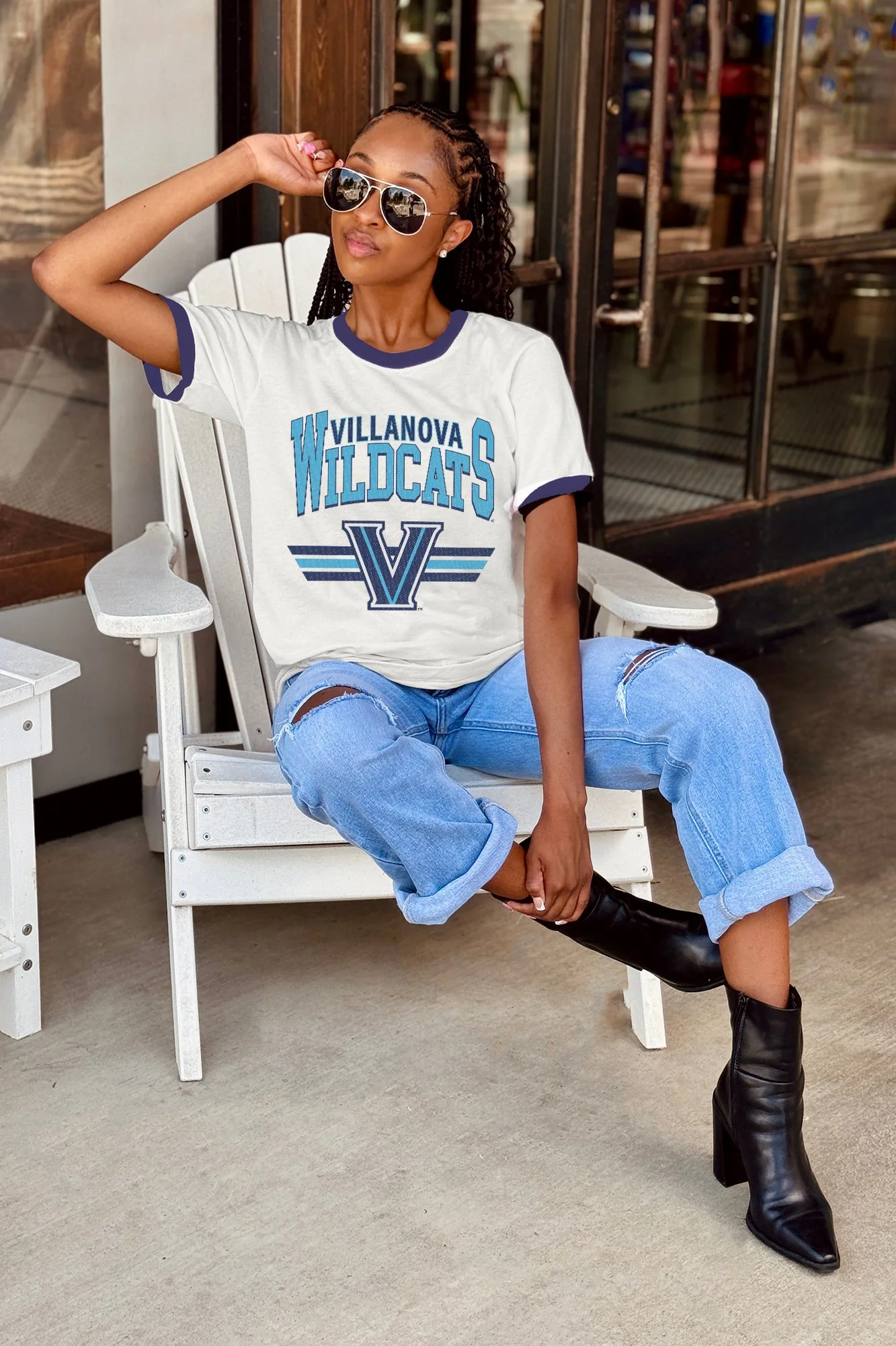 VILLANOVA WILDCATS SWIFT STRIKE VINTAGE RINGER TEE - Image 3