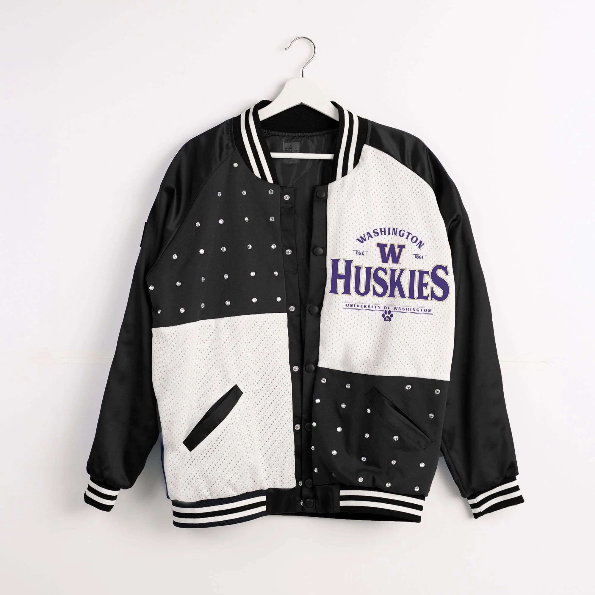 WASHINGTON HUSKIES INNER DRIVE THROWBACK VARSITY BOMBER JACKET - Image 8