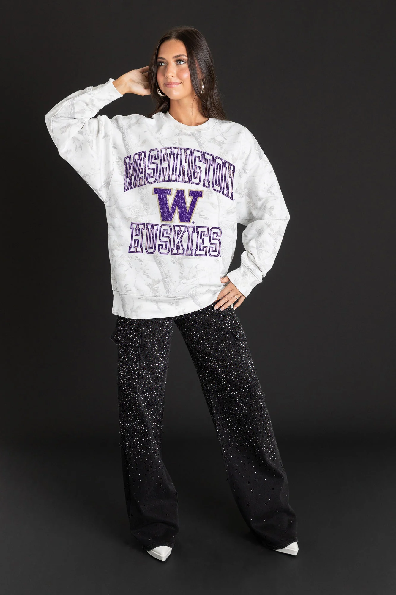 WASHINGTON HUSKIES WHITEOUT PREMIUM DROP SHOULDER CAMO PULLOVER - Image 3