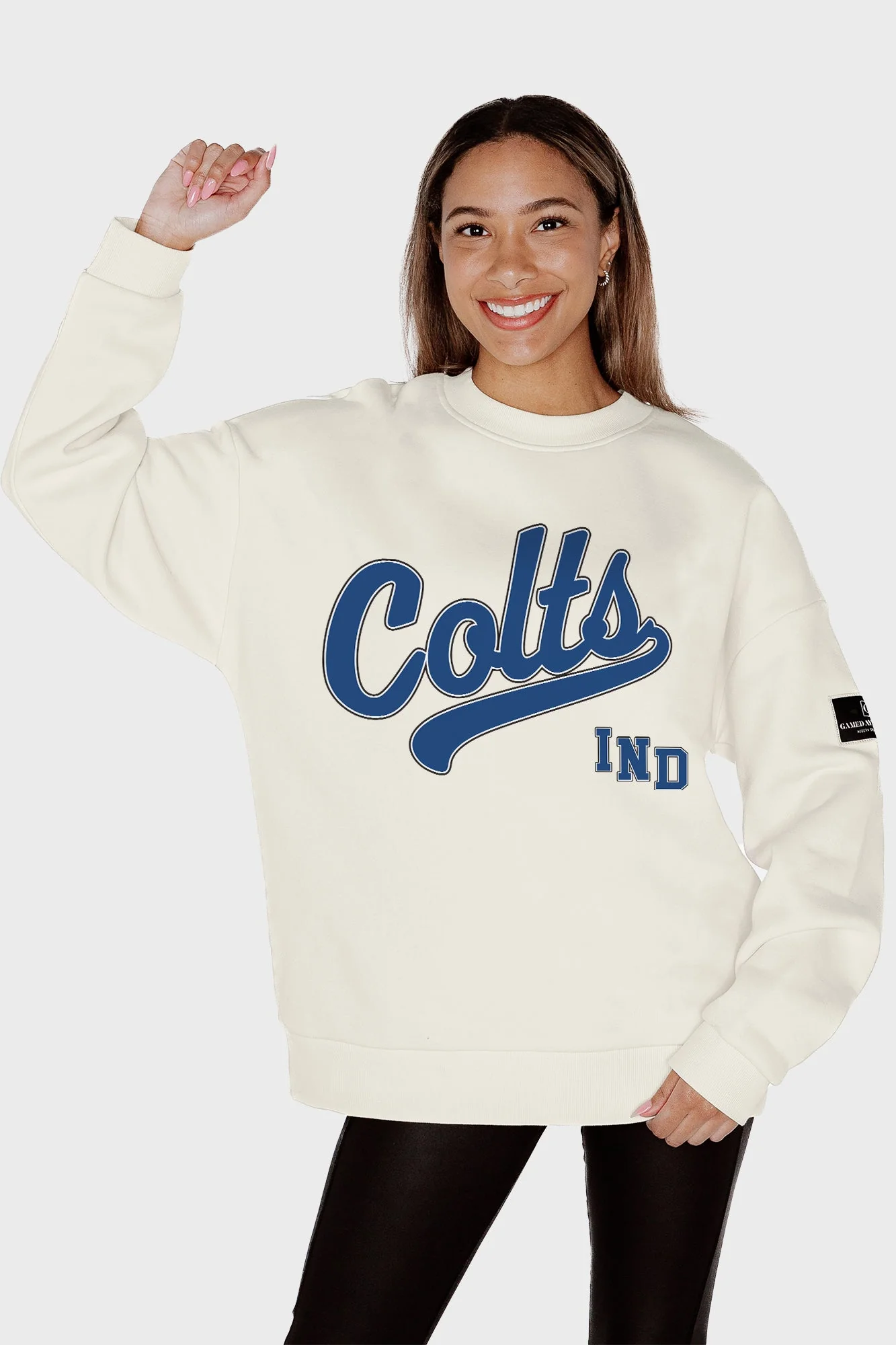 INDIANAPOLIS COLTS CLUTCH MOVE BLACK LABEL PREMIUM FLEECE CREW SWEATSHIRT BY RANDI MAHOMES - Image 3